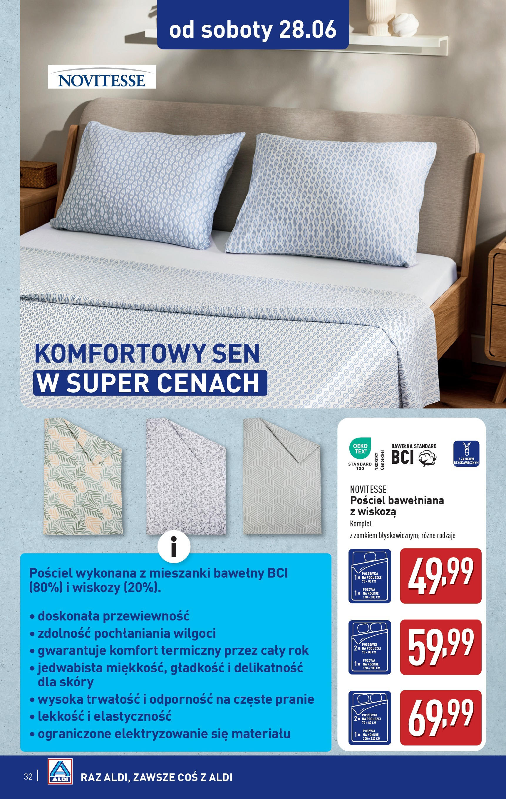 Aldi Gazetka od 23.06.2025 - Ulotka PDF, promocje | Strona: 32 | Produkty: Pościel, Pościel bawełniana