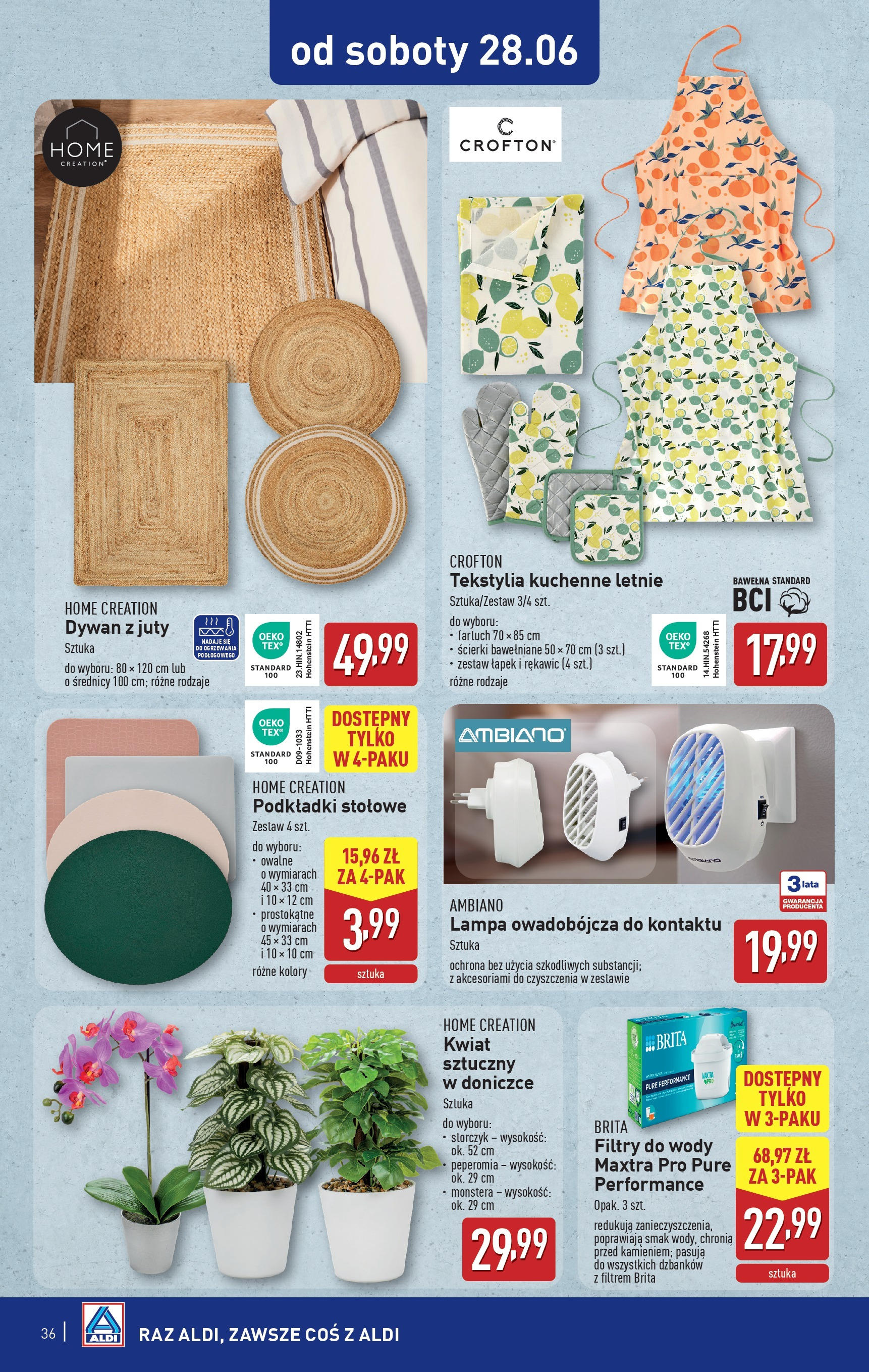 Aldi Gazetka od 23.06.2025 - Ulotka PDF, promocje | Strona: 36 | Produkty: Dywan, Lampa, Storczyk, Tekstylia