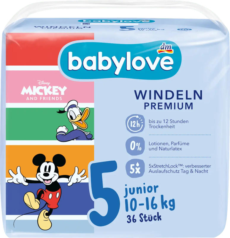babylove Windeln Premium Disney Gr. 5 Junior (10-16 kg)