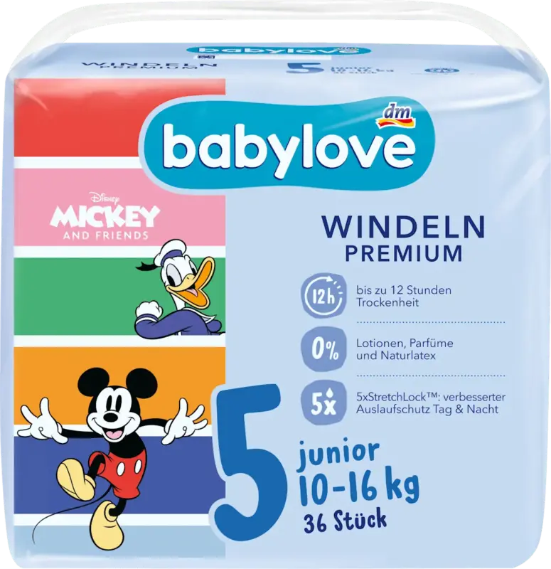 babylove Windeln Premium Disney Gr. 5 Junior (10-16 kg)