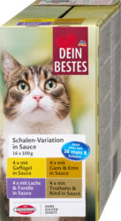 Dein Bestes Nassfutter Katze Variationen in Sauce, Multipack (16x100 g)