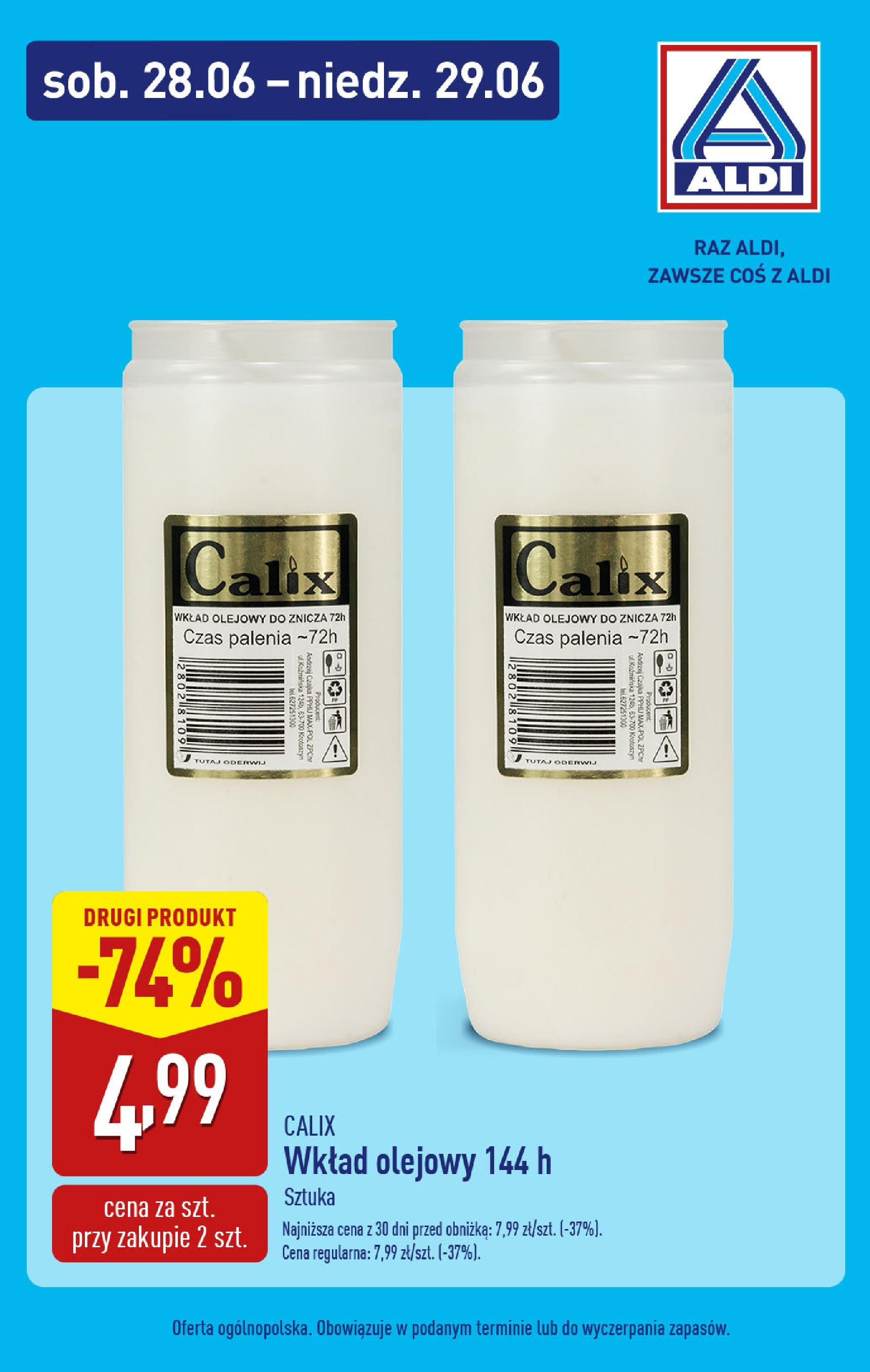 Aldi Gazetka - Promocja weekend od 28.06.2025 - Ulotka PDF, promocje | Strona: 6 | Produkty: Wkład olejowy do znicza