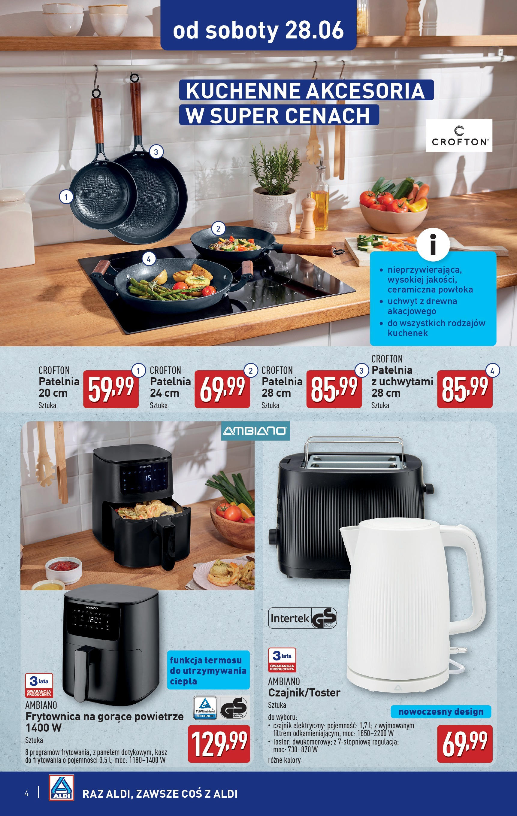 Aldi Gazetka - Promocja non food od 28.06.2025 - Ulotka PDF, promocje | Strona: 4 | Produkty: Czajnik, Toster, Kosz, Patelnia