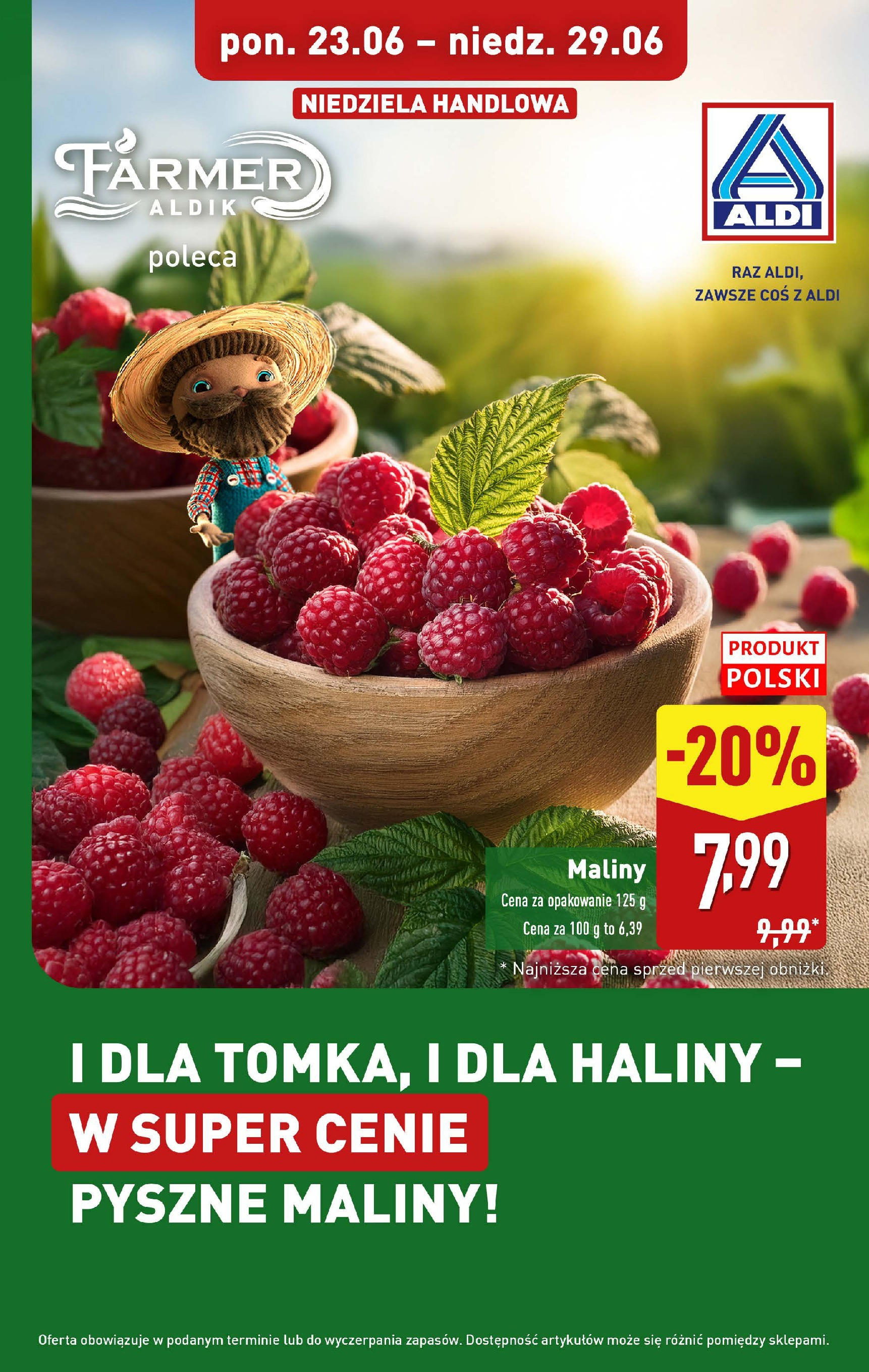Aldi Promocja maliny i truskawki od 23.06.2025 - Nowa Gazetka - Numer strony 1