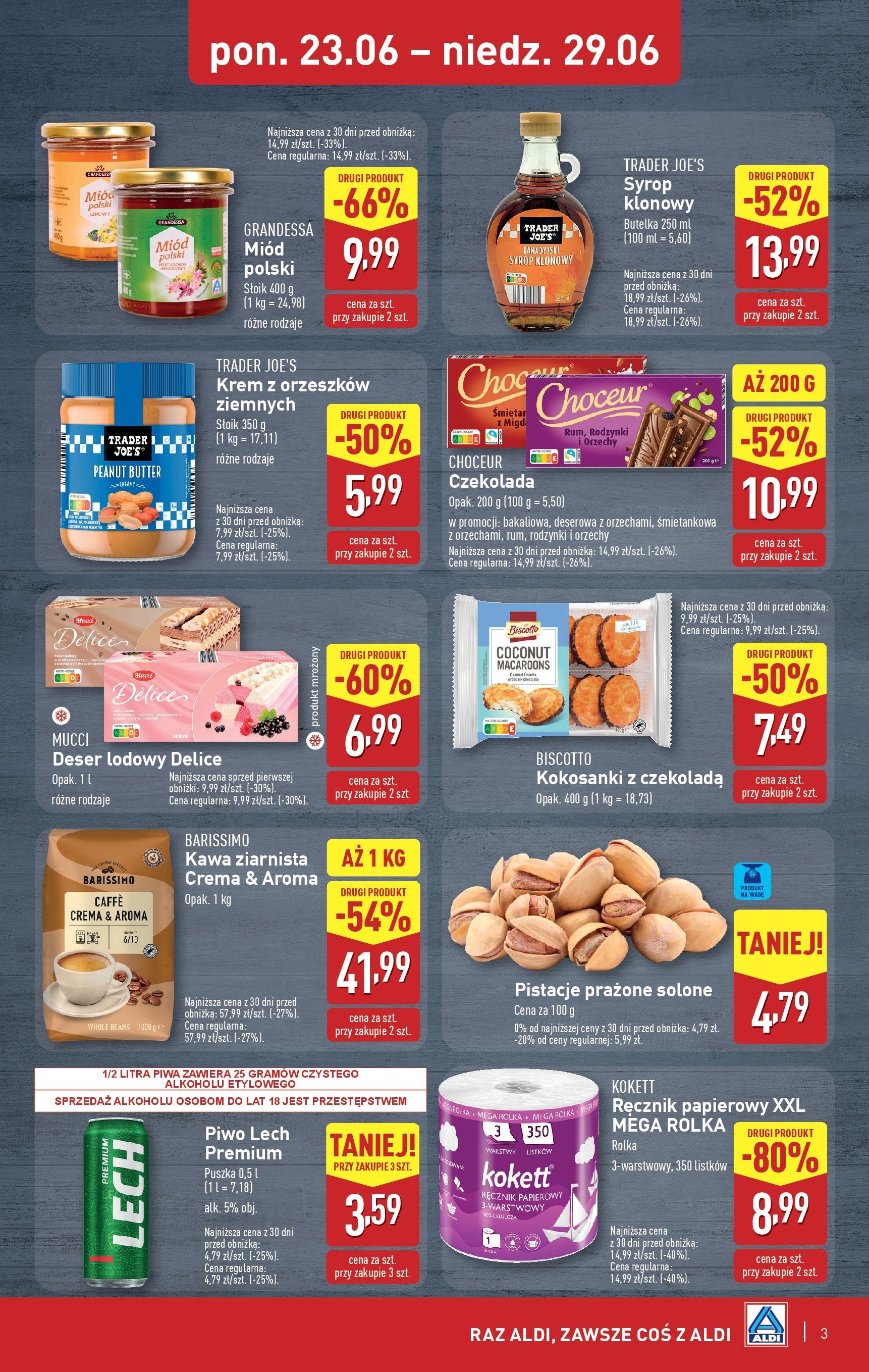 Aldi Gazetka - Okazje na weekend od 26.06.2025 - Ulotka PDF, promocje | Strona: 3 | Produkty: Miód, Czekolada, Piwo, Ręcznik papierowy