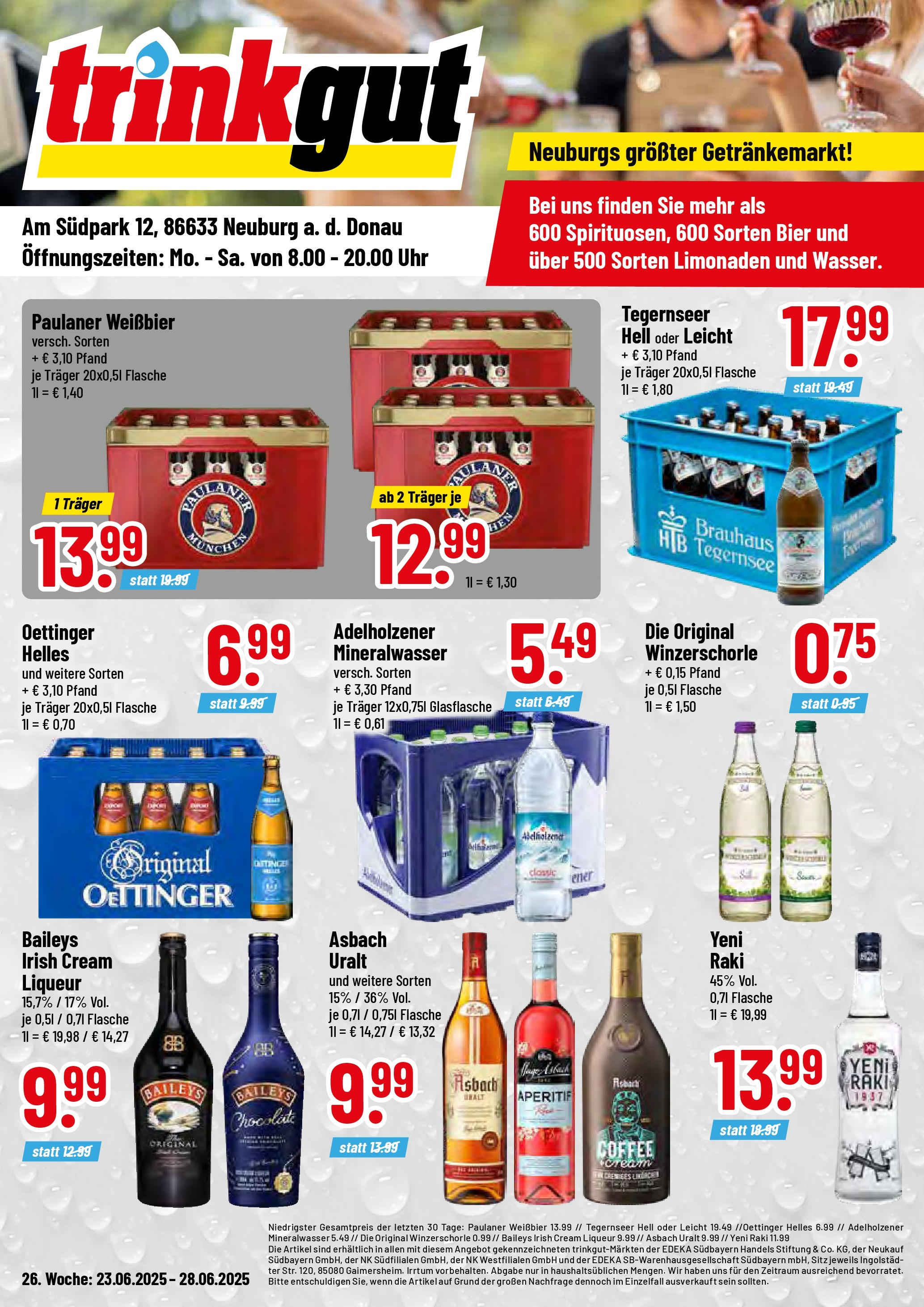 Trinkgut prospekt Neuburg an der Donau	 (ab 22.06.2025) » Angebote online | Seite: 1 | Produkte: Bier, Uhr, Paulaner, Asbach