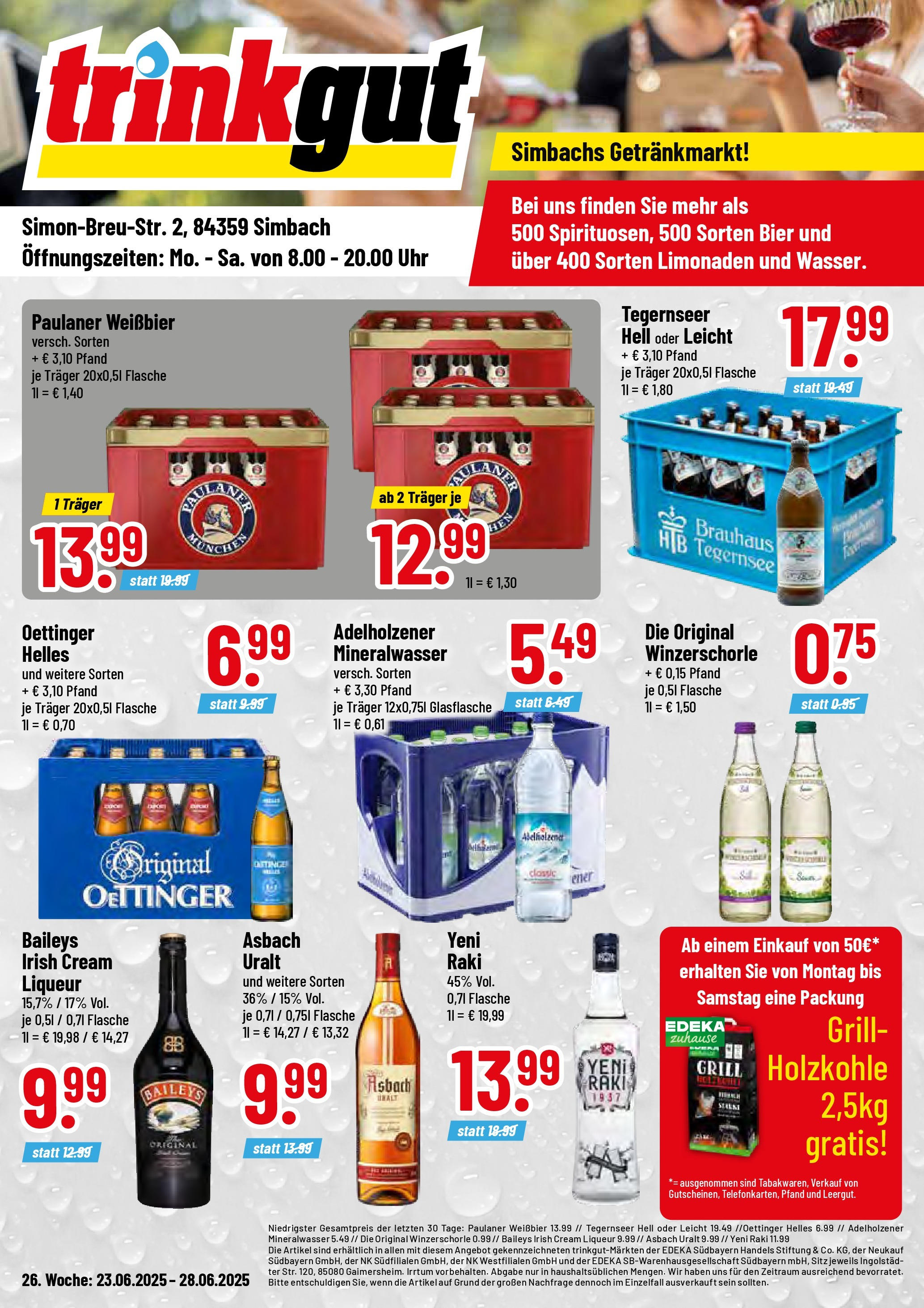 Trinkgut prospekt Simbach/Inn	 (ab 22.06.2025) » Angebote online | Seite: 1 | Produkte: Bier, Weißbier, Adelholzener, Baileys
