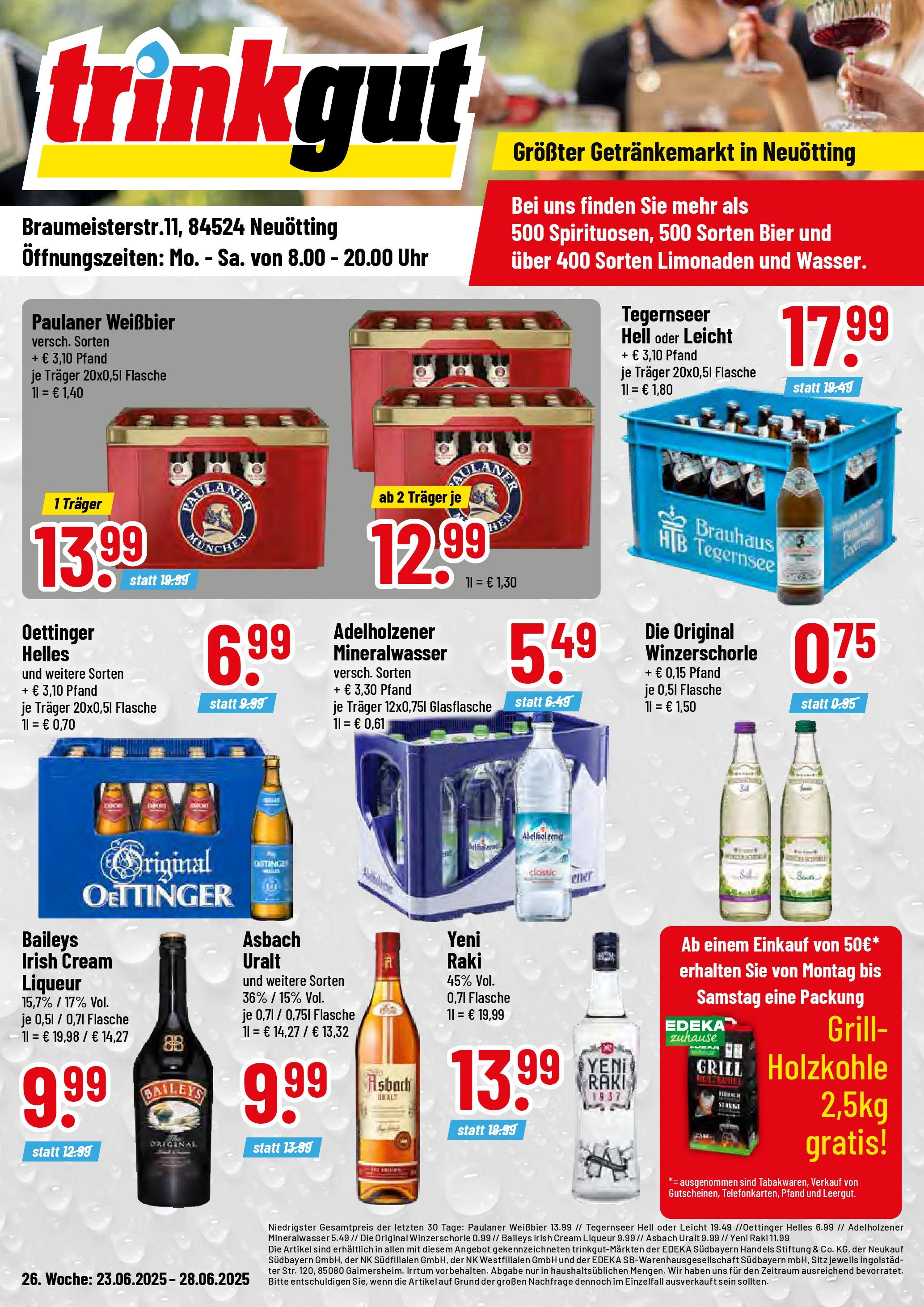 Trinkgut prospekt Neuötting	 (ab 22.06.2025) » Angebote online | Seite: 1 | Produkte: Bier, Weißbier, Adelholzener, Asbach