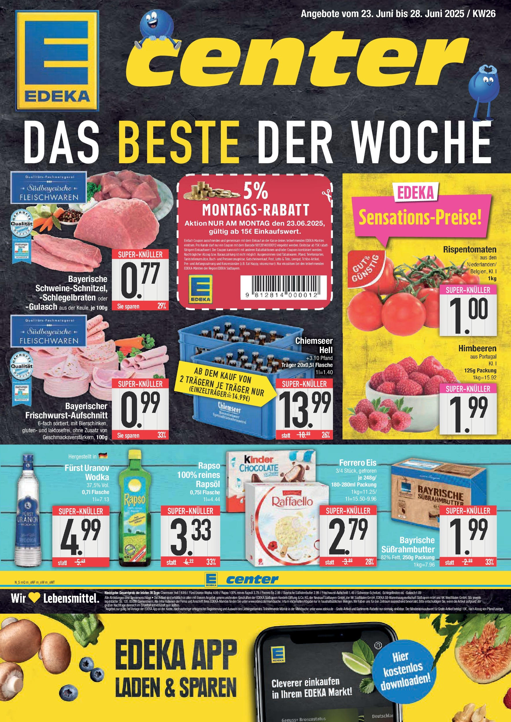 Edeka prospekt Bad Reichenhall	 (ab 22.06.2025) » Angebote Online | Seite: 1 | Produkte: Himbeeren, Butter, Gulasch, Eis