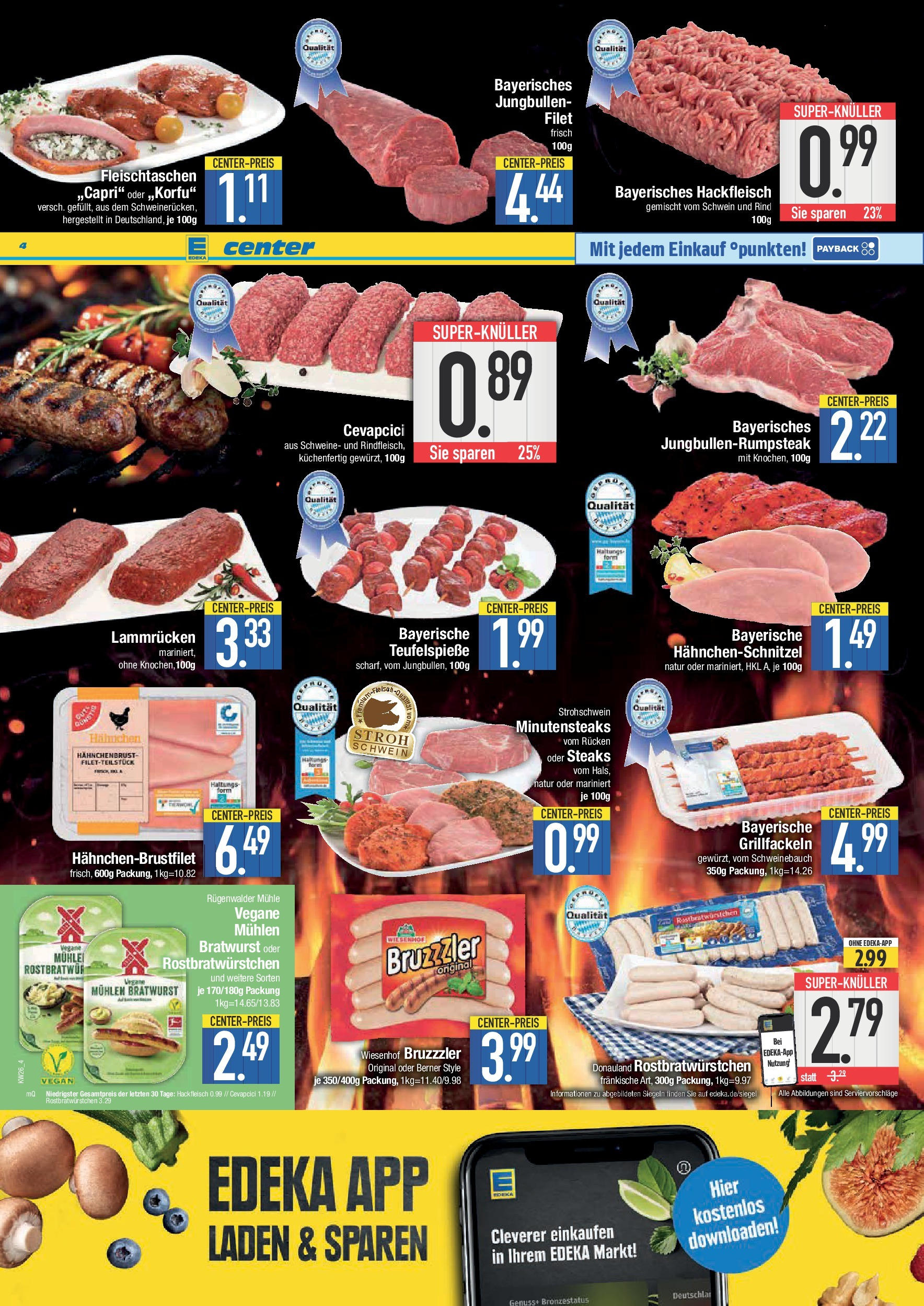 Edeka prospekt Bad Reichenhall	 (ab 22.06.2025) » Angebote Online | Seite: 4 | Produkte: Hahnchen, Cevapcici, Steak, Hahnchenbrust