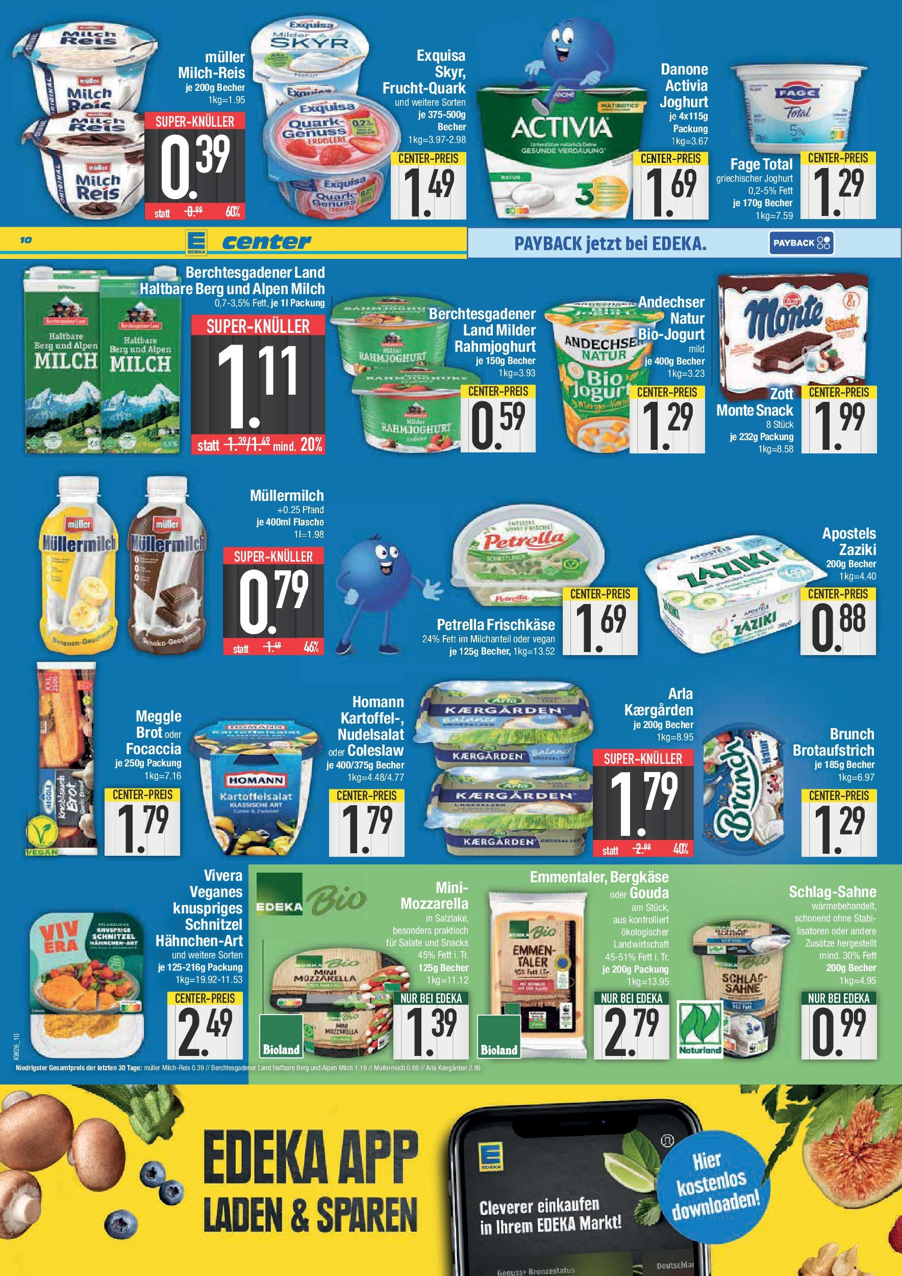 Edeka prospekt Bad Reichenhall	 (ab 22.06.2025) » Angebote Online | Seite: 10 | Produkte: Danone activia, Milch, Joghurt, Müllermilch