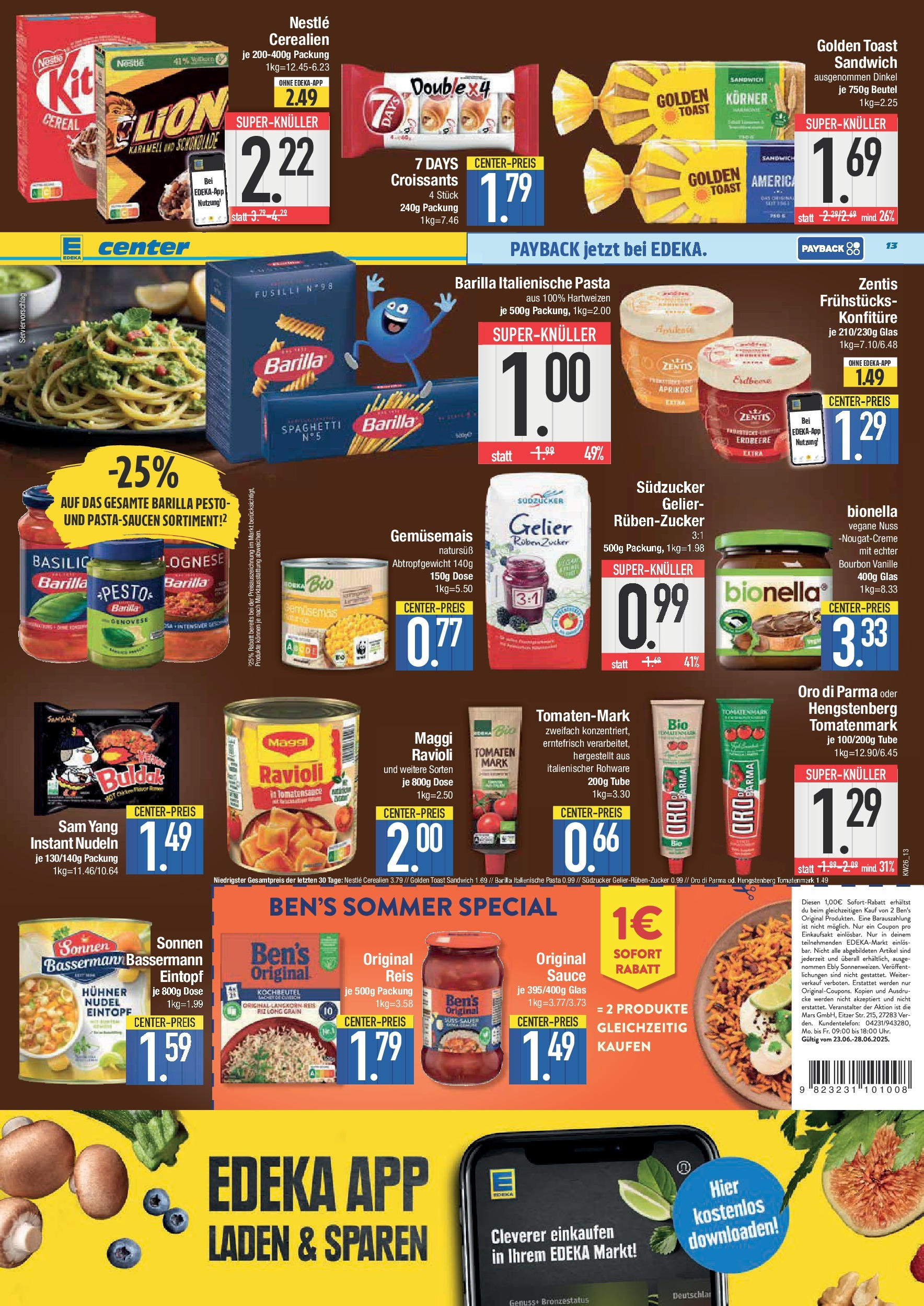 Edeka prospekt Bad Reichenhall	 (ab 22.06.2025) » Angebote Online | Seite: 13 | Produkte: Toast, Oro di parma, Pasta, Reis