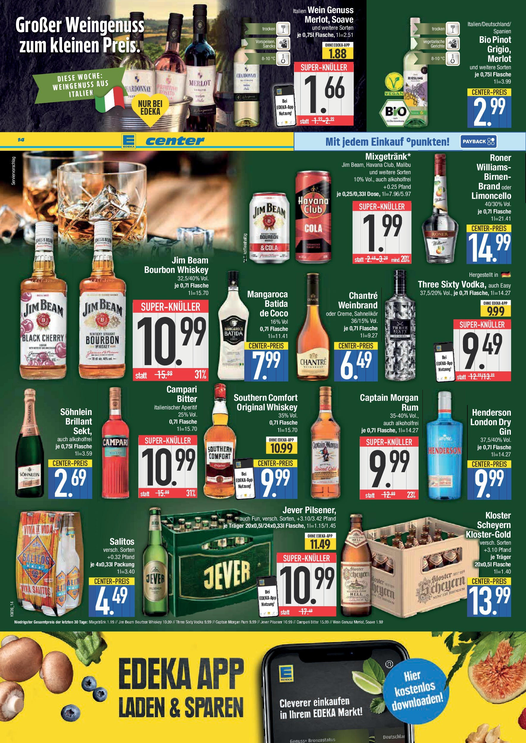Edeka prospekt Bad Reichenhall	 (ab 22.06.2025) » Angebote Online | Seite: 14 | Produkte: Batida de coco, Chantré, Gin, Whiskey