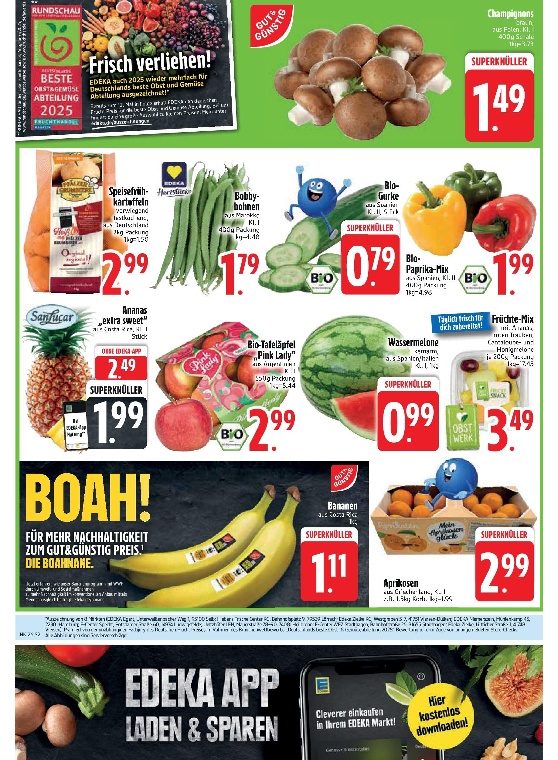 Edeka prospekt Trostberg	 (ab 22.06.2025) » Angebote Online | Seite: 2 | Produkte: Bananen, Honigmelone, Kartoffeln, Wassermelone