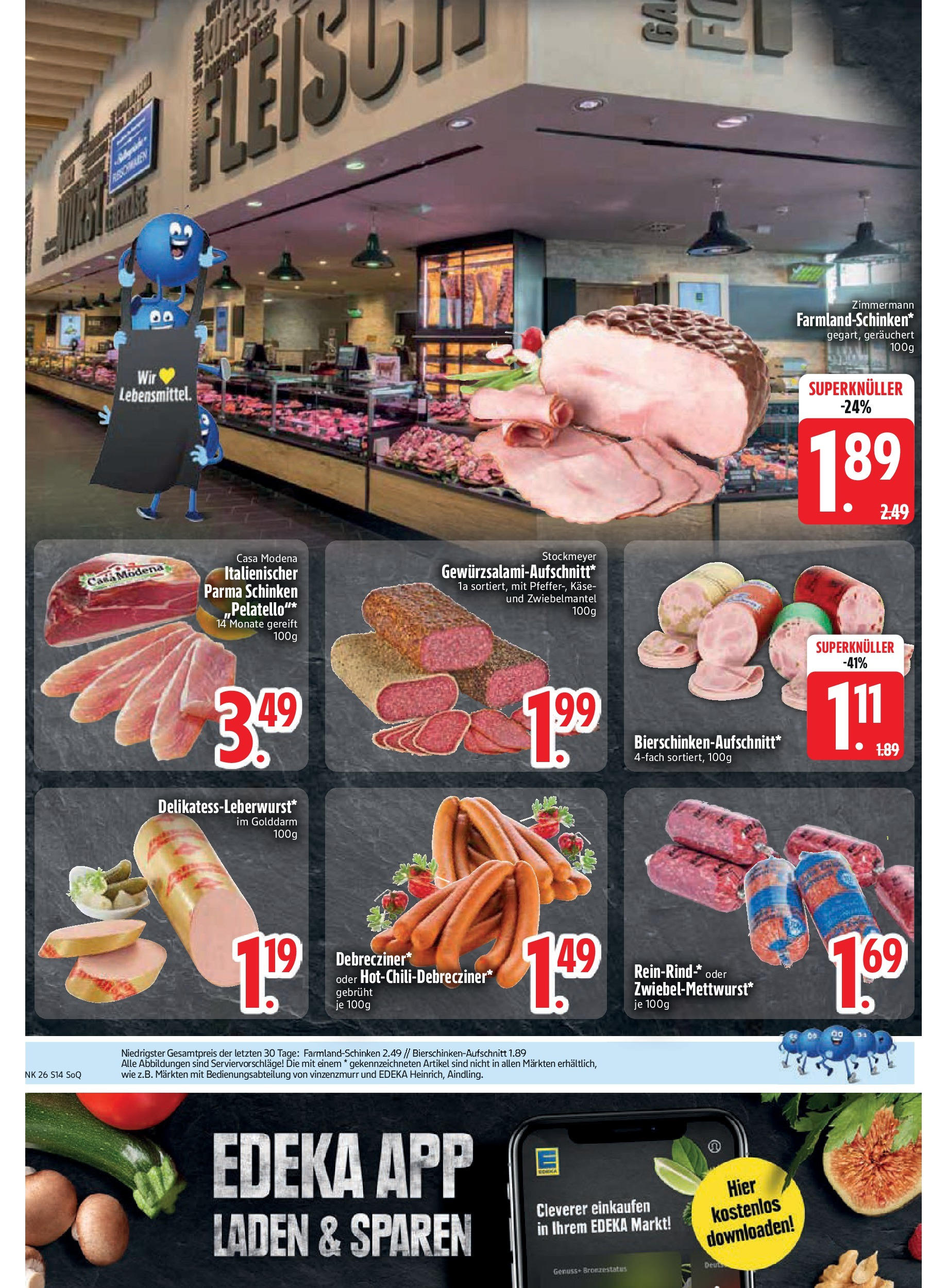 Edeka prospekt Trostberg	 (ab 22.06.2025) » Angebote Online | Seite: 14 | Produkte: Käse, Schinken