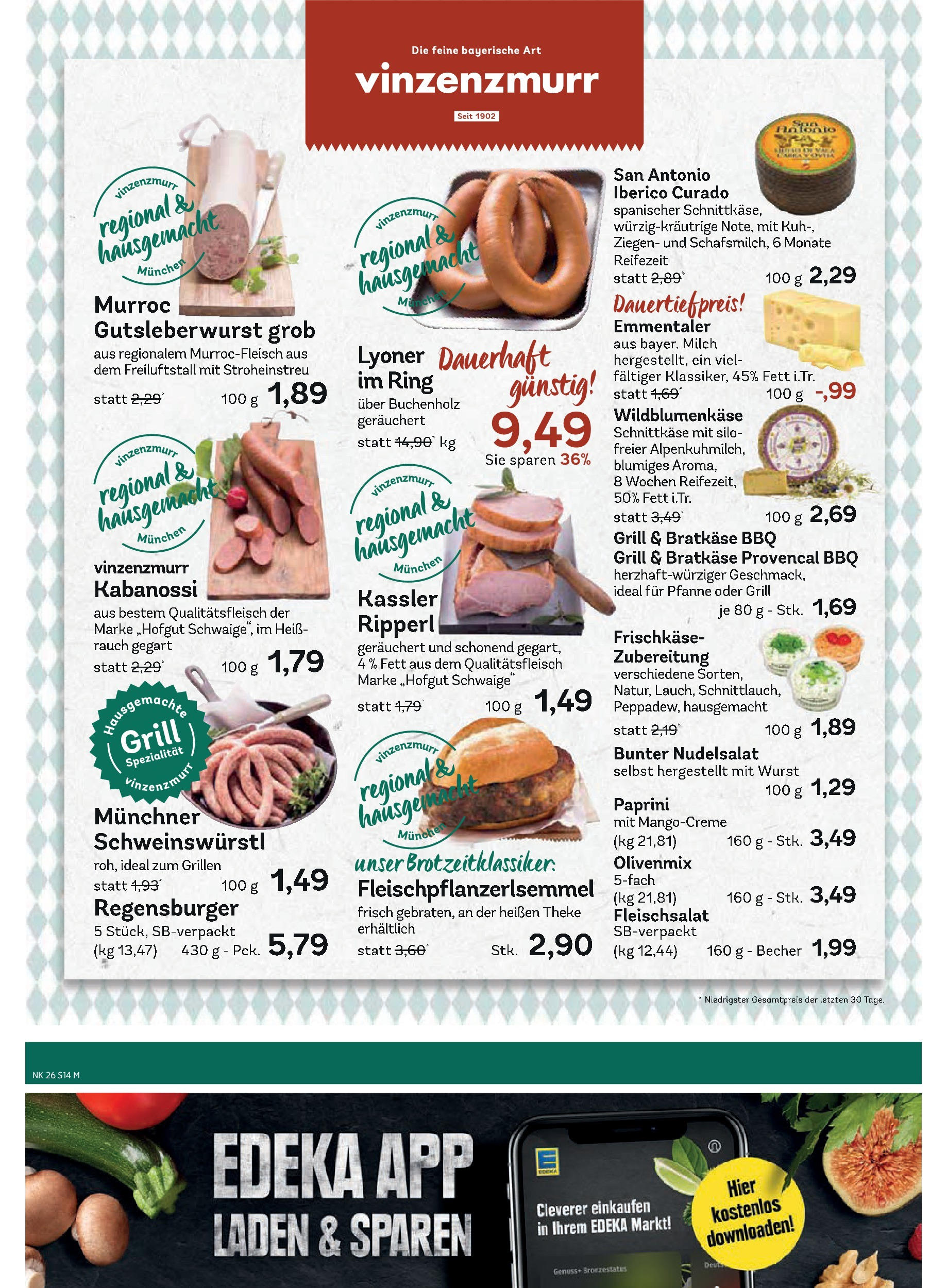 Edeka prospekt Murnau	 (ab 23.06.2025) » Angebote Online | Seite: 14 | Produkte: Grill, Milch, Theke, Wurst