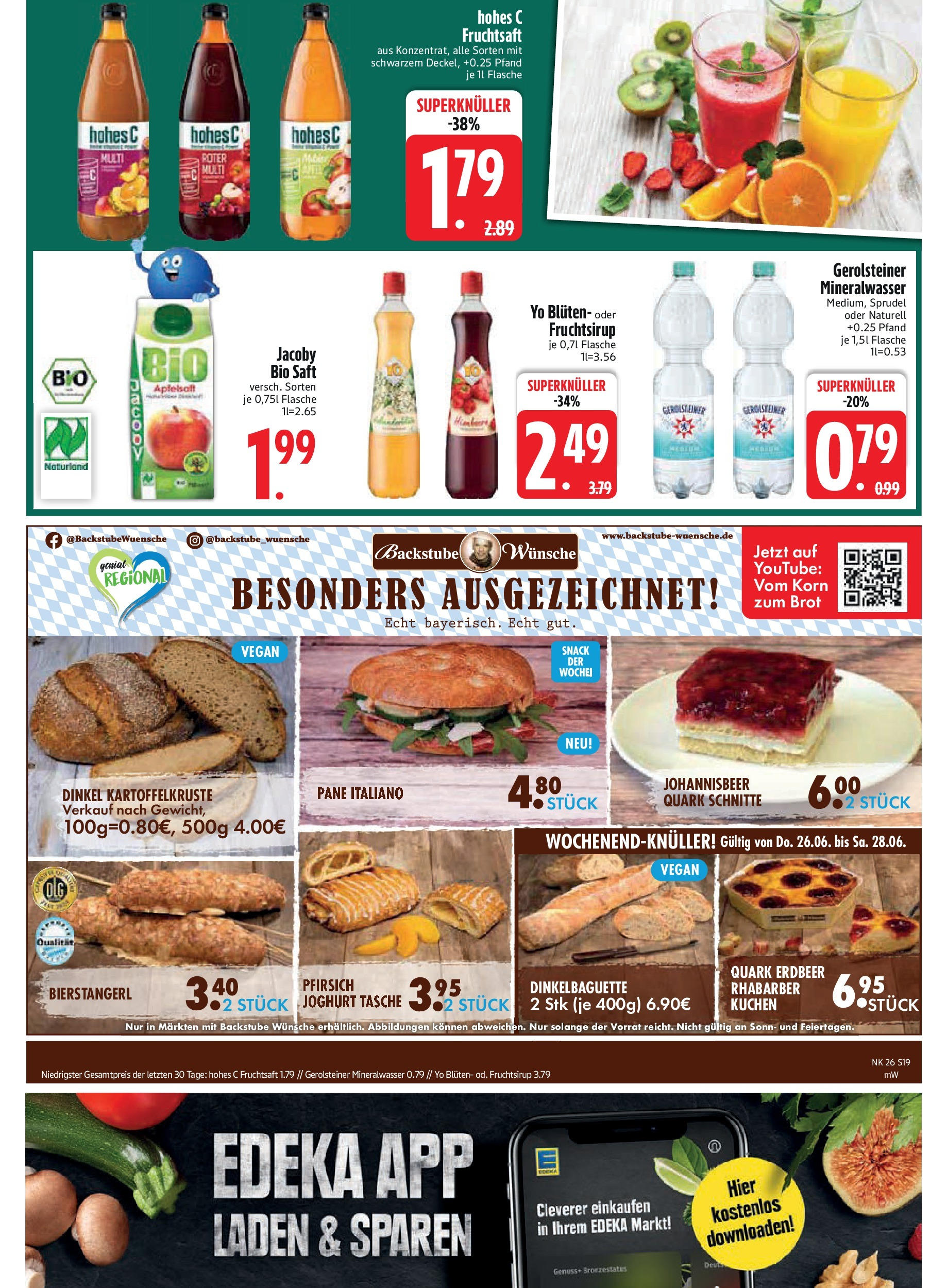 Edeka prospekt Aldersbach	 (ab 22.06.2025) » Angebote Online | Seite: 19 | Produkte: Joghurt, Brot, Saft, Gerolsteiner