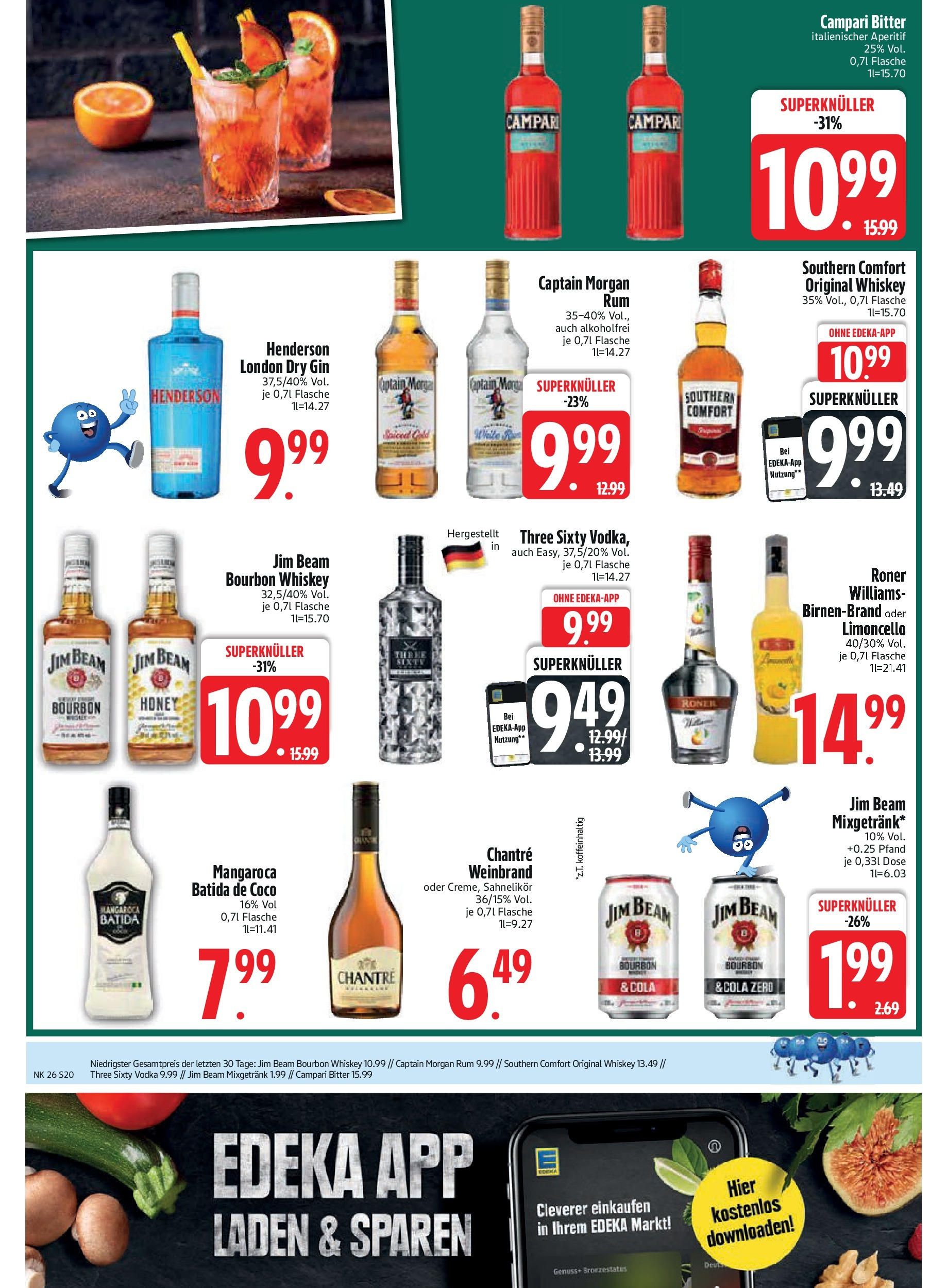 Edeka prospekt Trostberg	 (ab 22.06.2025) » Angebote Online | Seite: 20 | Produkte: Jim beam, Campari, Rum, Bourbon