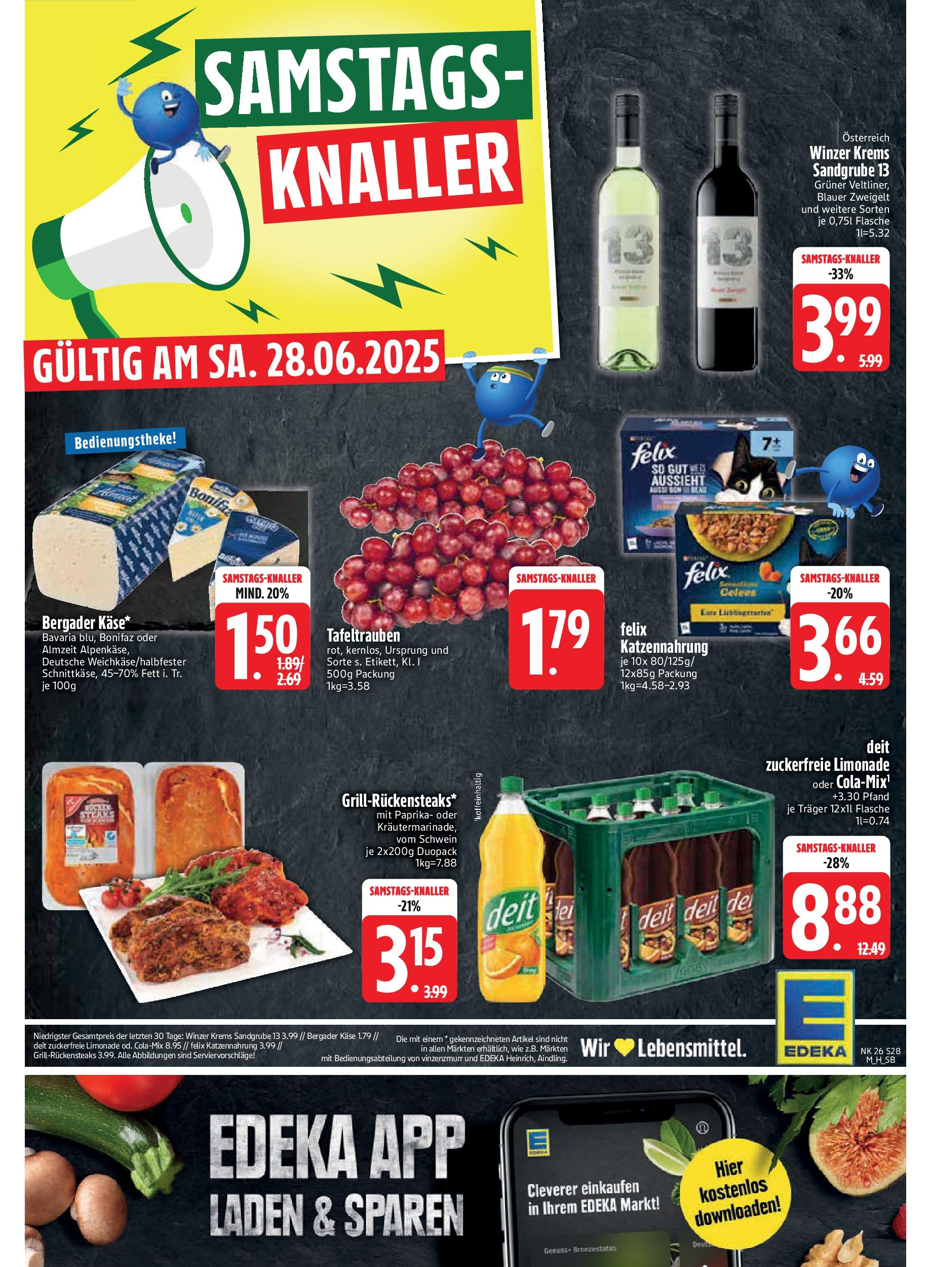 Edeka prospekt Murnau	 (ab 23.06.2025) » Angebote Online | Seite: 28 | Produkte: Käse, Limonade, Paprika, Steak