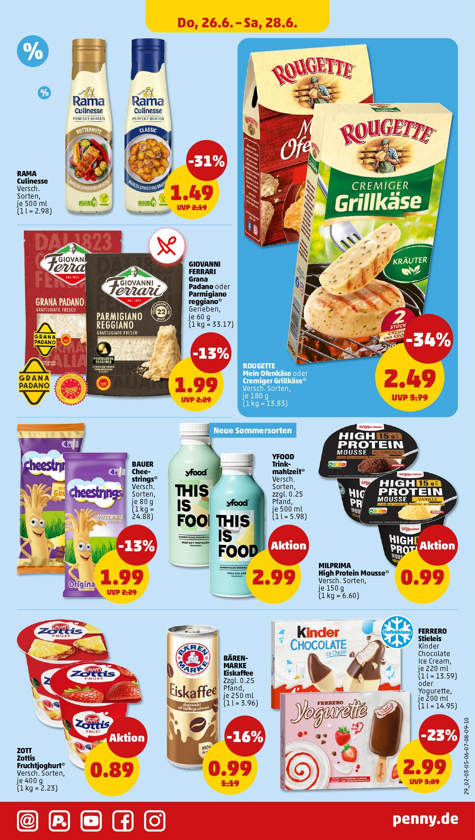 Penny Prospekt ab 22.06.2025 » Angebote Online | Seite: 29 | Produkte: Yogurette, Mozzarella, Fruchtjoghurt, YFood