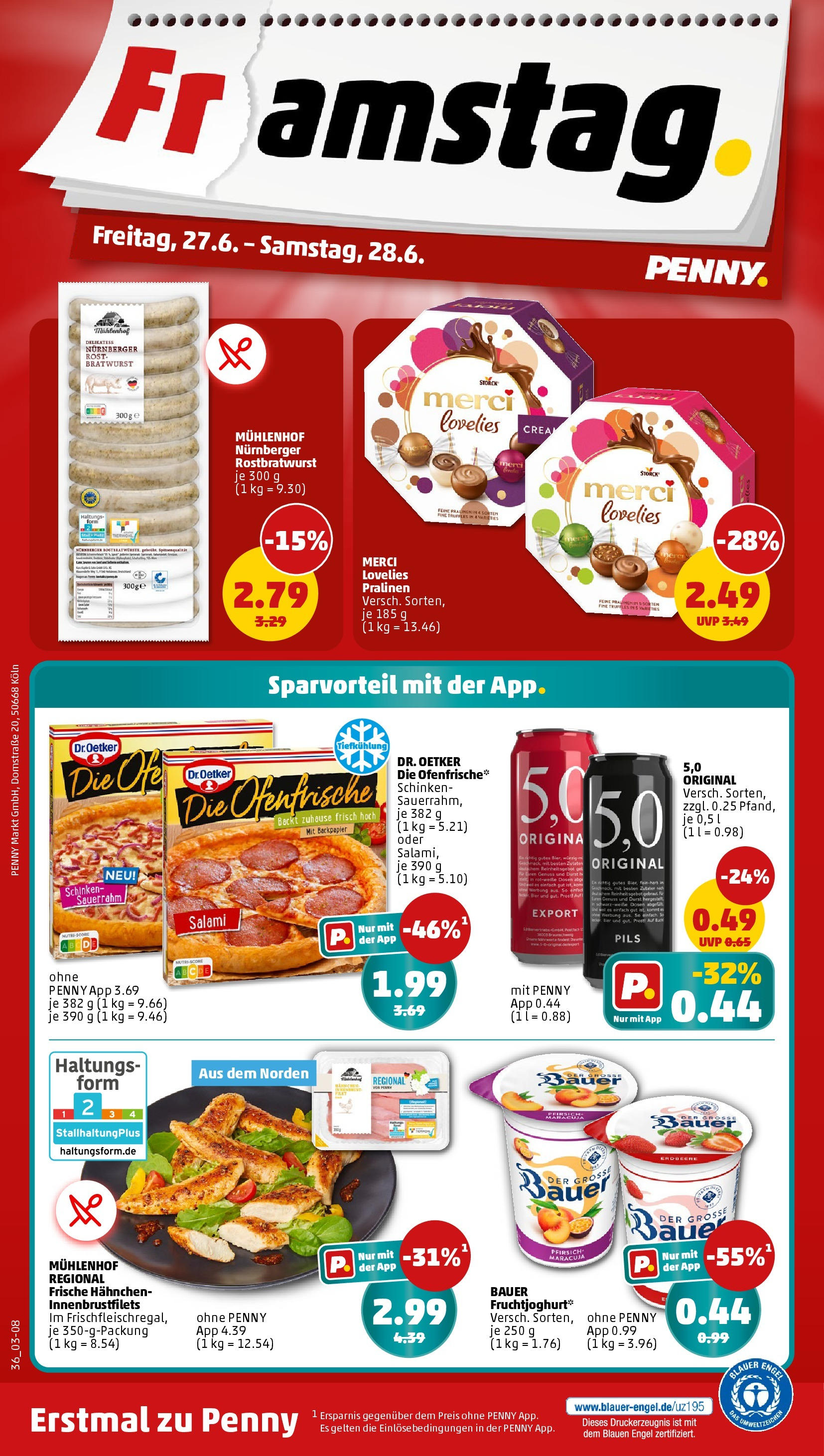 Penny Prospekt ab 22.06.2025 » Angebote Online | Seite: 36 | Produkte: Bratwurst, Fruchtjoghurt, Salami, Sauerrahm