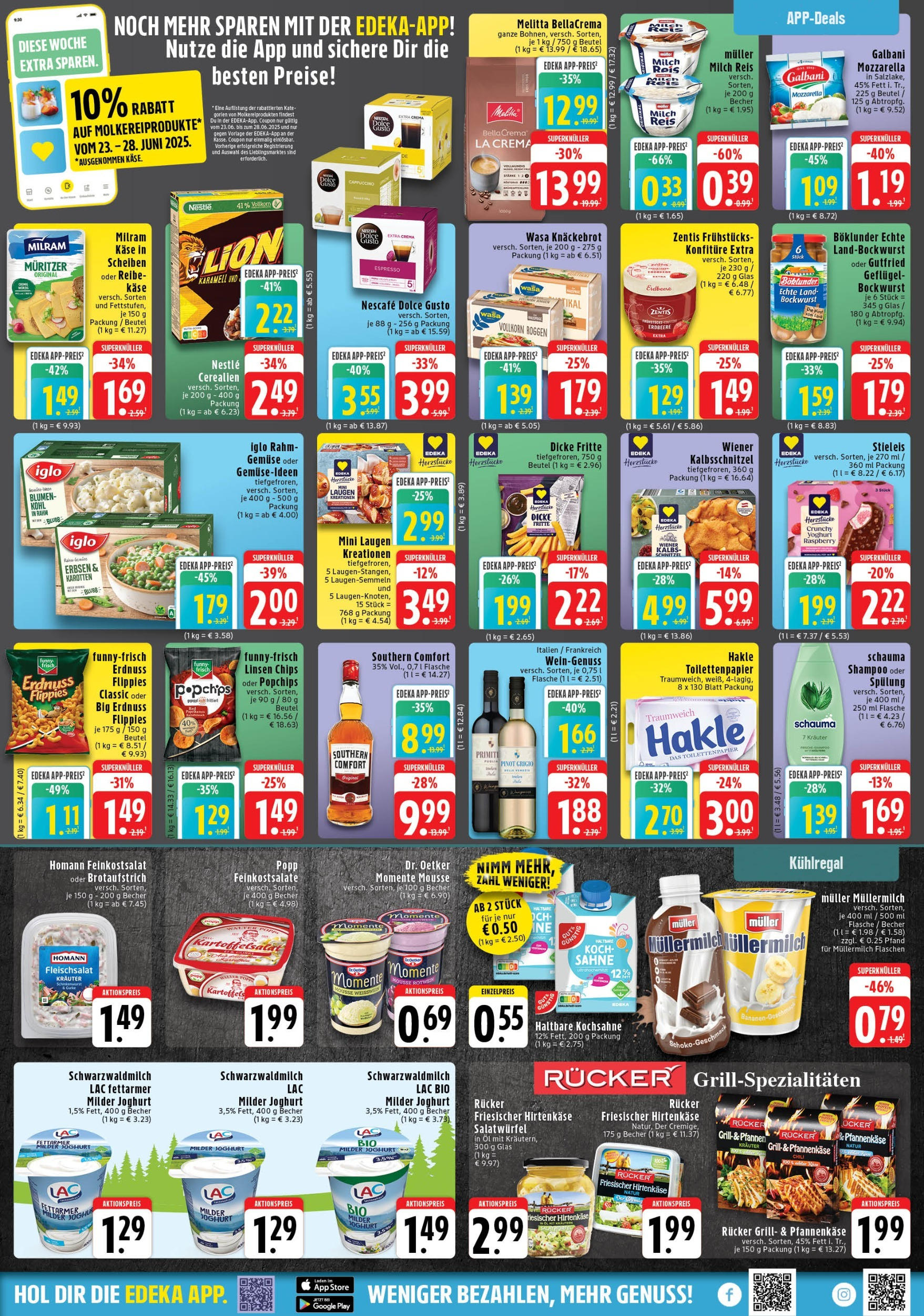 Edeka prospekt Wegberg	 (ab 22.06.2025) » Angebote Online | Seite: 5 | Produkte: Bockwurst, Joghurt, Müllermilch, Sahne