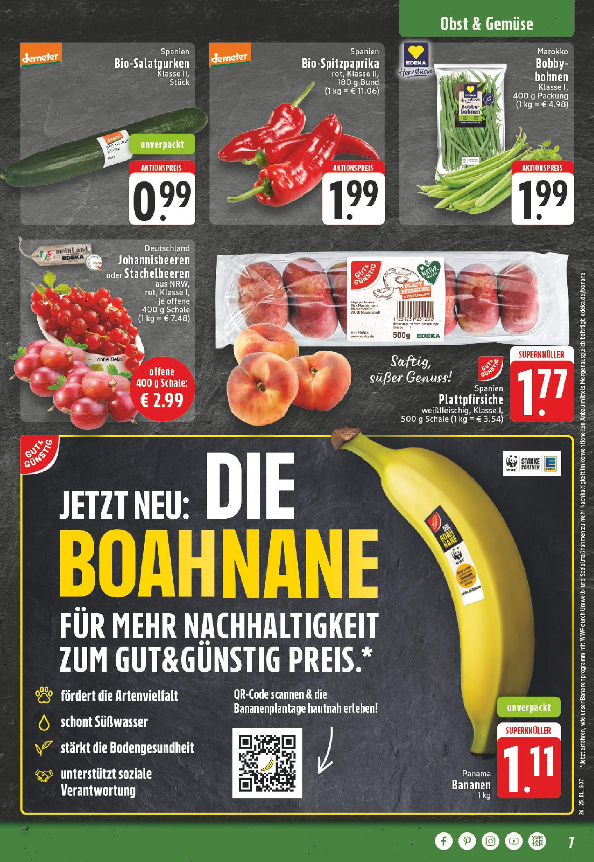 Edeka prospekt Erkelenz	 (ab 22.06.2025) » Angebote Online | Seite: 7 | Produkte: Bananen, Gemüse, Obst