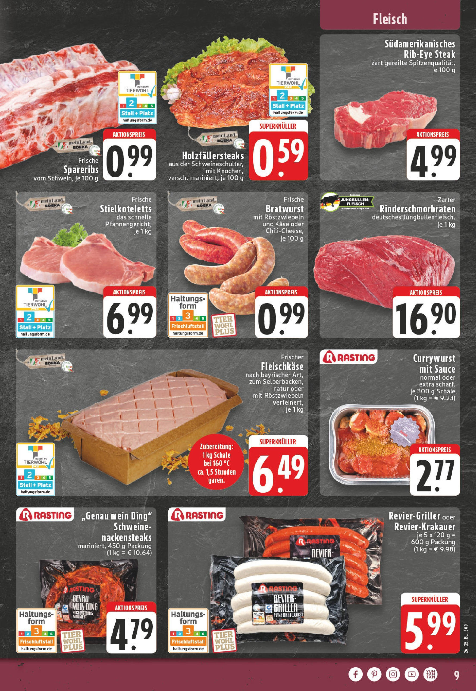 Edeka prospekt Erkelenz	 (ab 22.06.2025) » Angebote Online | Seite: 9 | Produkte: Bratwurst, Steak, Fleisch, Griller