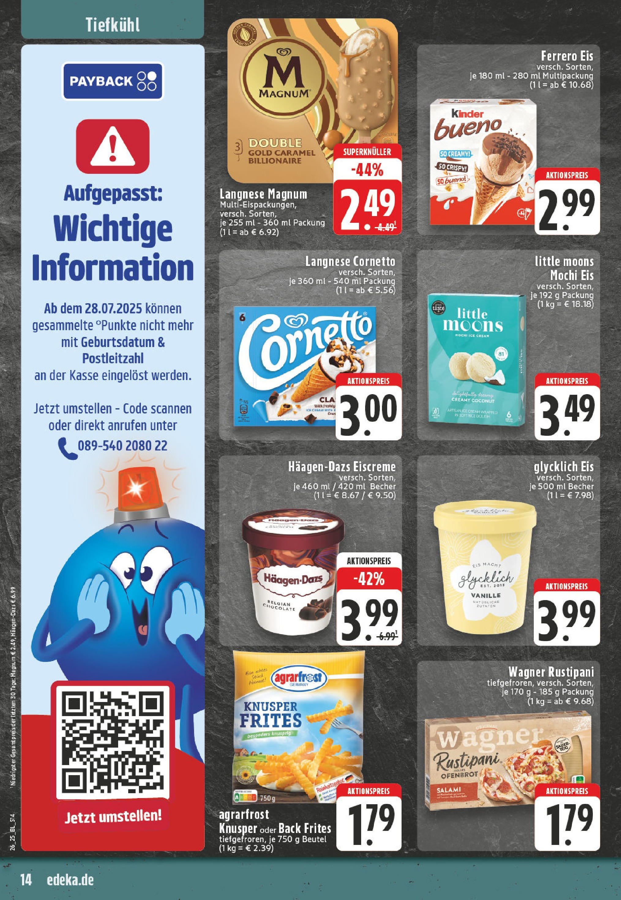 Edeka prospekt Erkelenz	 (ab 22.06.2025) » Angebote Online | Seite: 14 | Produkte: Kinder bueno, Eiscreme, Pizza, TV
