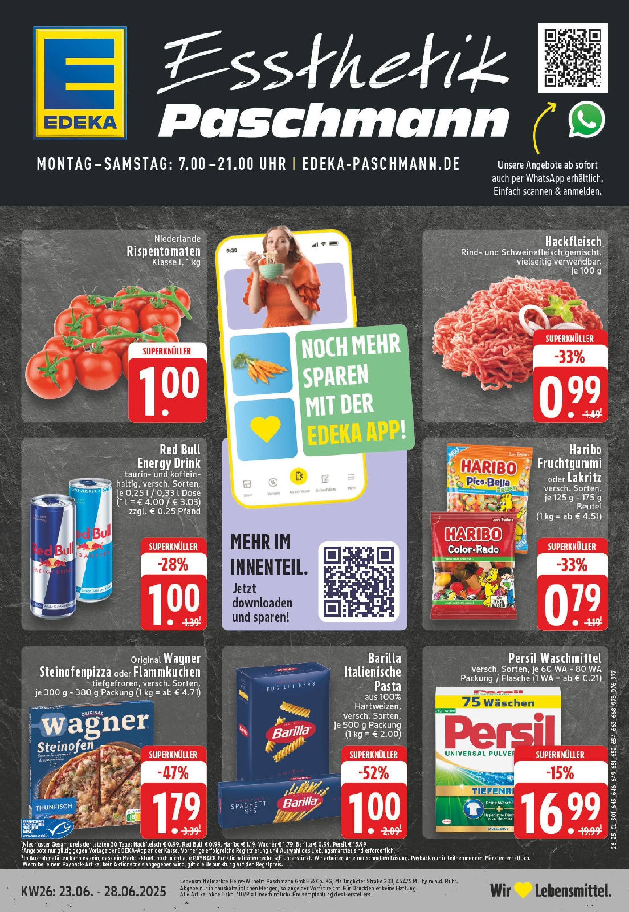 Edeka prospekt Mülheim / Ruhr - Dümpten	 (ab 22.06.2025) » Angebote Online | Seite: 1 | Produkte: Haribo, Waschmittel, Uhr, Hackfleisch