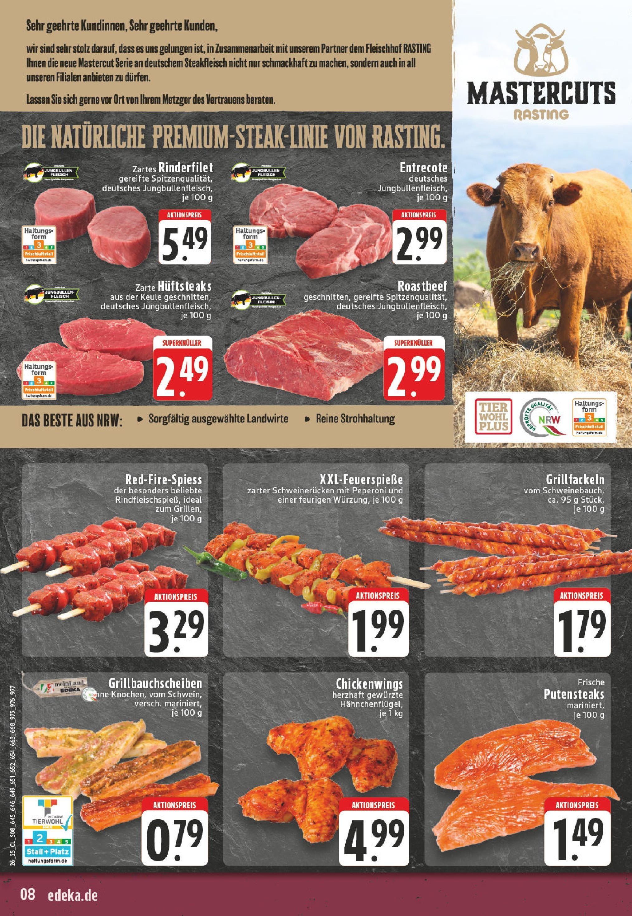 Edeka prospekt Mülheim / Ruhr - Dümpten	 (ab 22.06.2025) » Angebote Online | Seite: 8 | Produkte: Rinderfilet, Entrecote, Schweinerucken, Fleisch