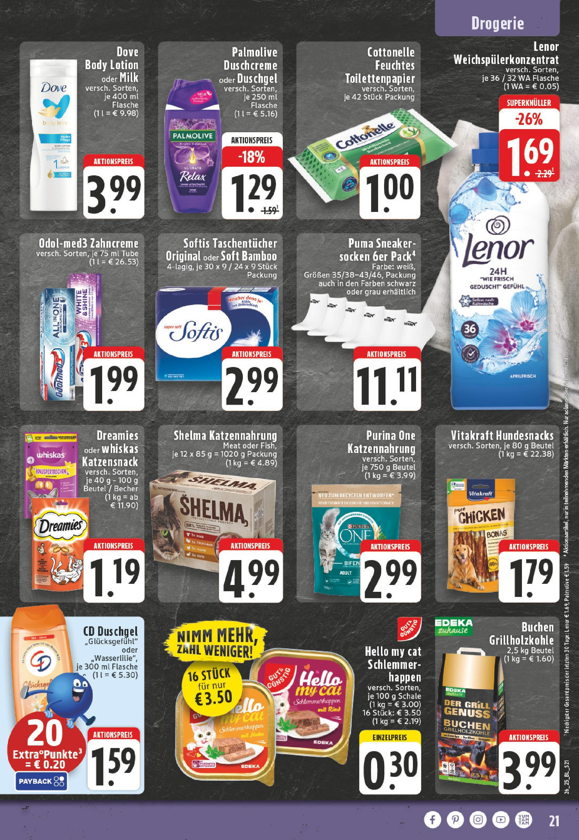 Edeka prospekt Erkelenz	 (ab 22.06.2025) » Angebote Online | Seite: 21 | Produkte: Lenor, Grill, Duschgel, Toilettenpapier