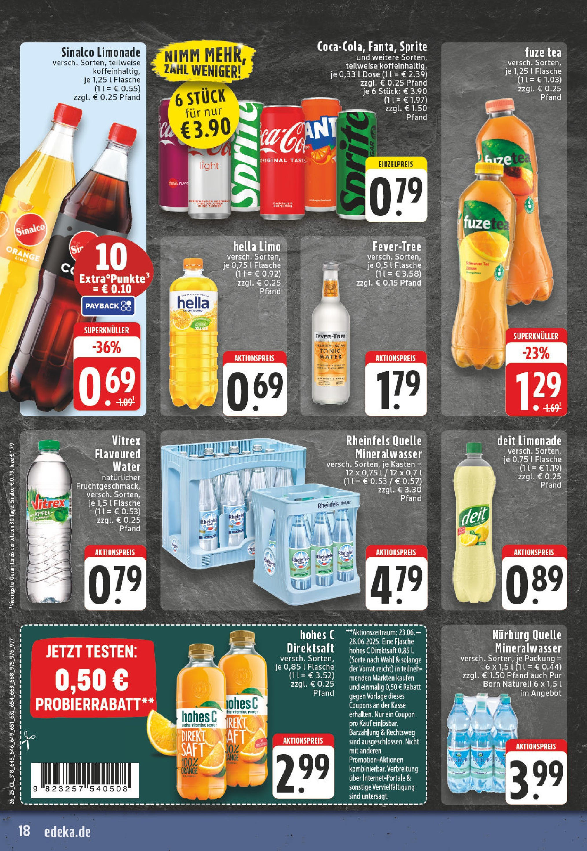 Edeka prospekt Mülheim / Ruhr - Dümpten	 (ab 22.06.2025) » Angebote Online | Seite: 18 | Produkte: Fuze tea, Sprite, Hohes c, Rheinfels quelle