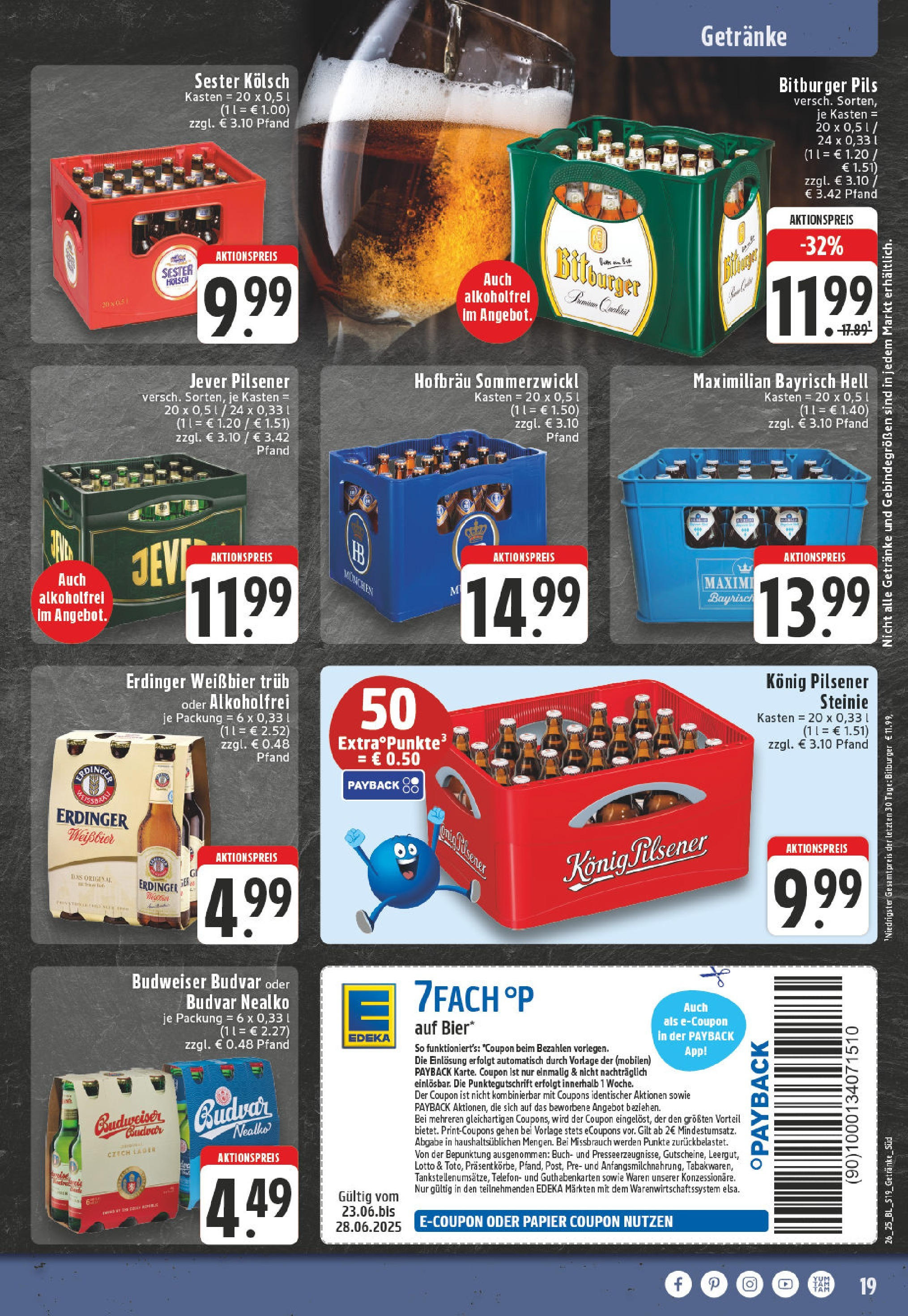 Edeka prospekt Selfkant-Wehr	 (ab 22.06.2025) » Angebote Online | Seite: 19 | Produkte: Konig pilsener, Weißbier, Jever, Telefon