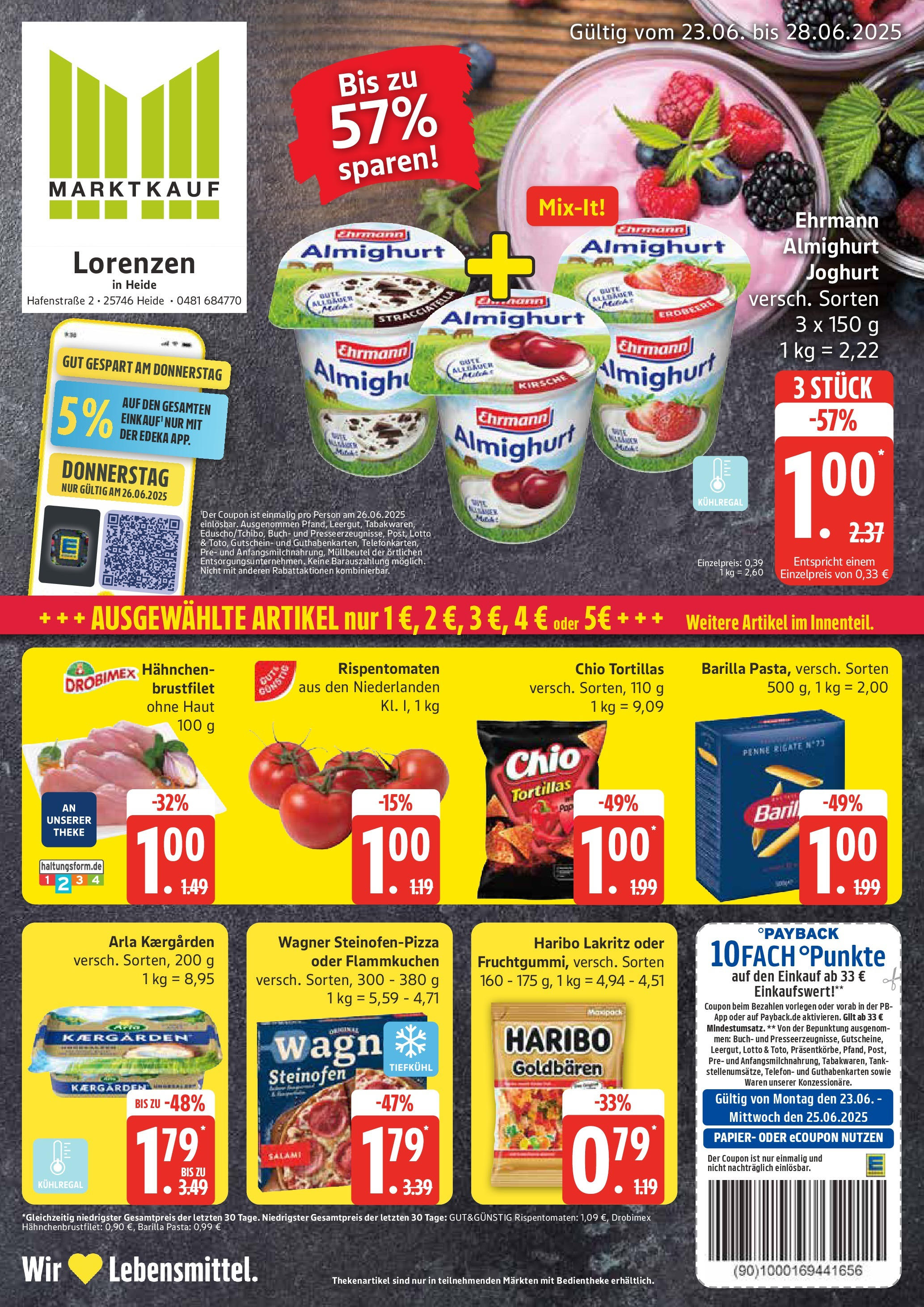 Marktkauf - Marktkauf: Wochenangebote (ab 22.06.2025) » Angebote online | Seite: 1 | Produkte: Haribo, Joghurt, Salami, Pizza
