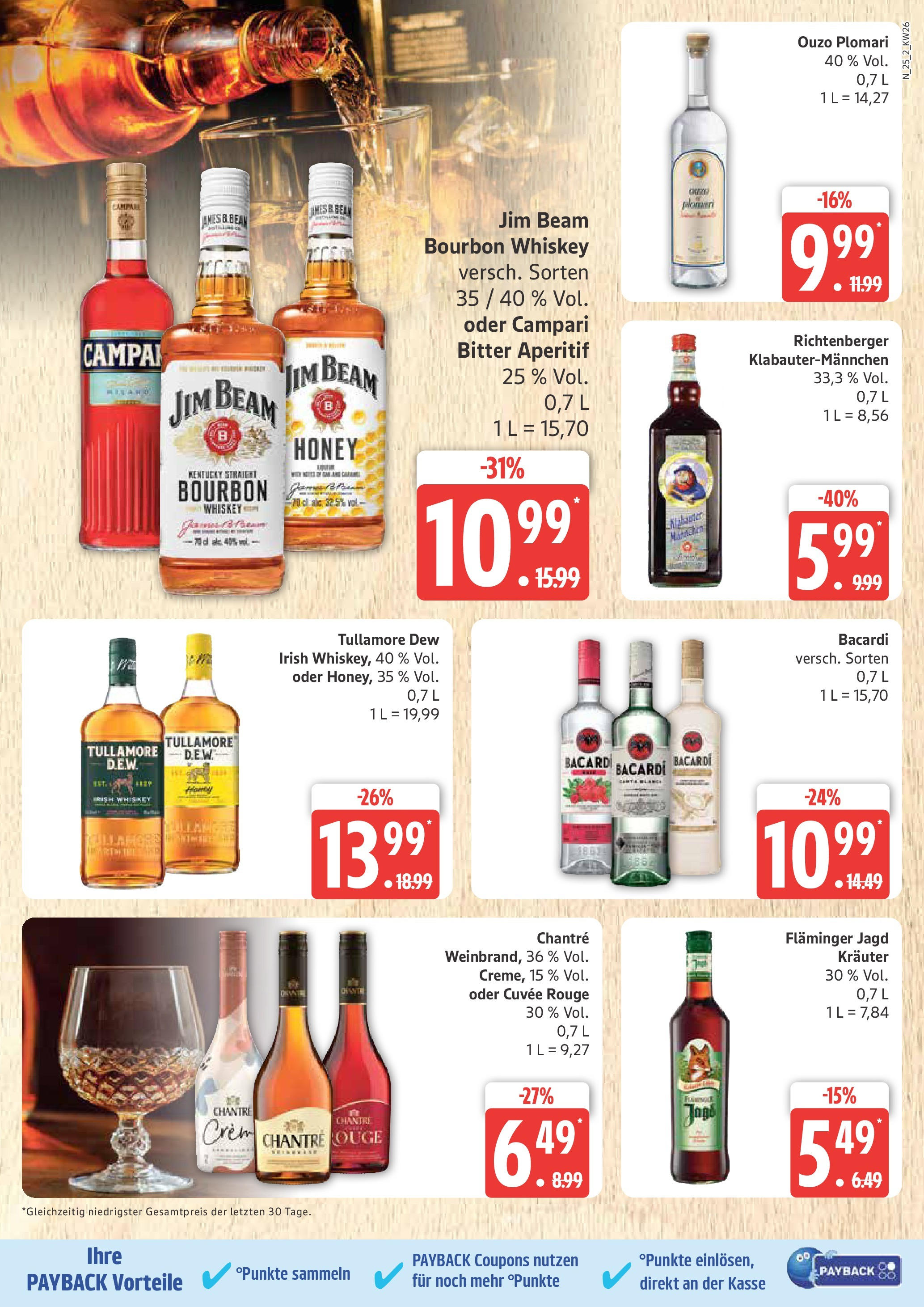 Marktkauf - Marktkauf: Wochenangebote (ab 22.06.2025) » Angebote online | Seite: 25 | Produkte: Bacardi, Campari, Bourbon, Whiskey