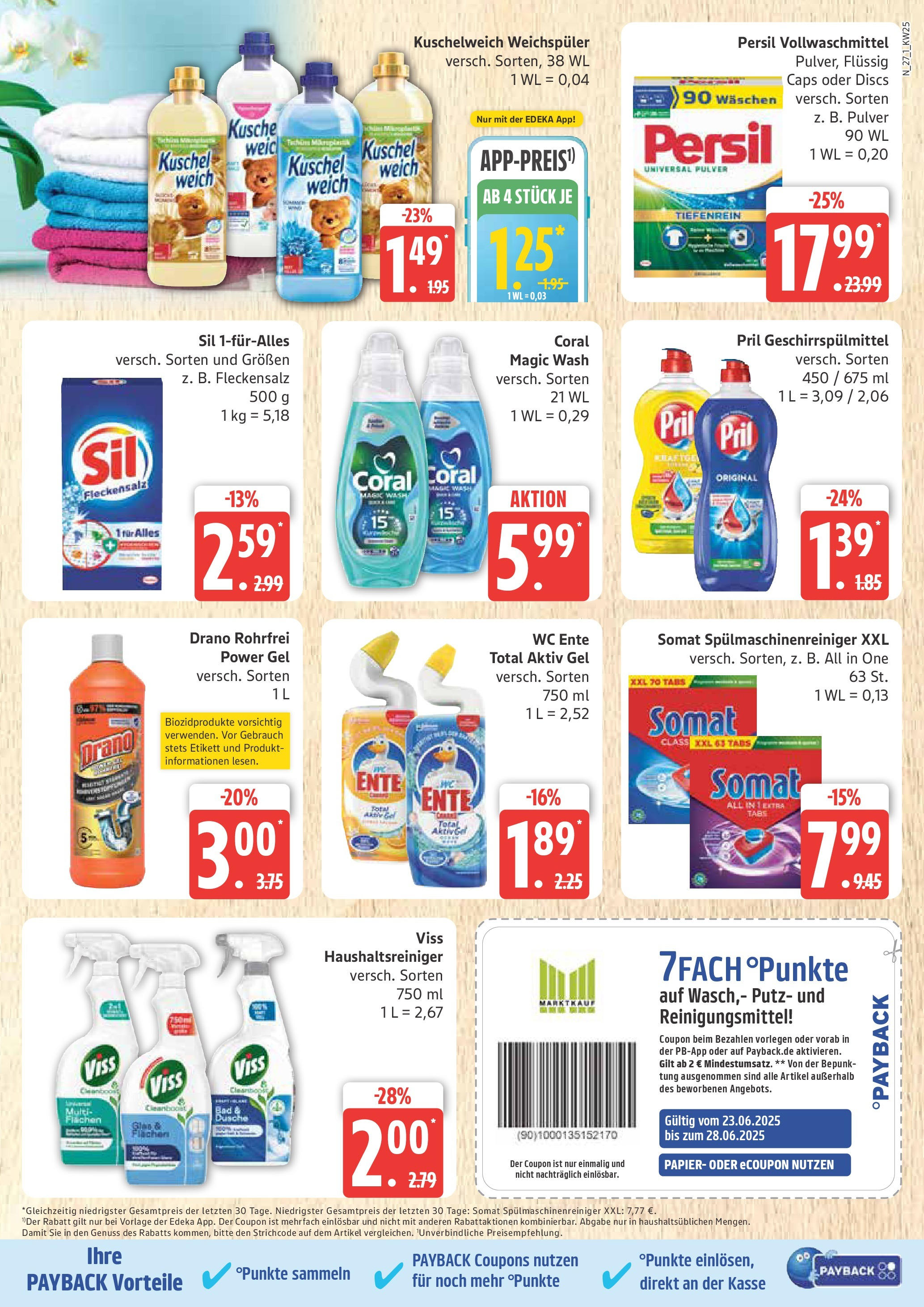 Marktkauf - Marktkauf: Wochenangebote (ab 22.06.2025) » Angebote online | Seite: 27 | Produkte: Coral, Weichspüler, Geschirrspülmittel, Pril