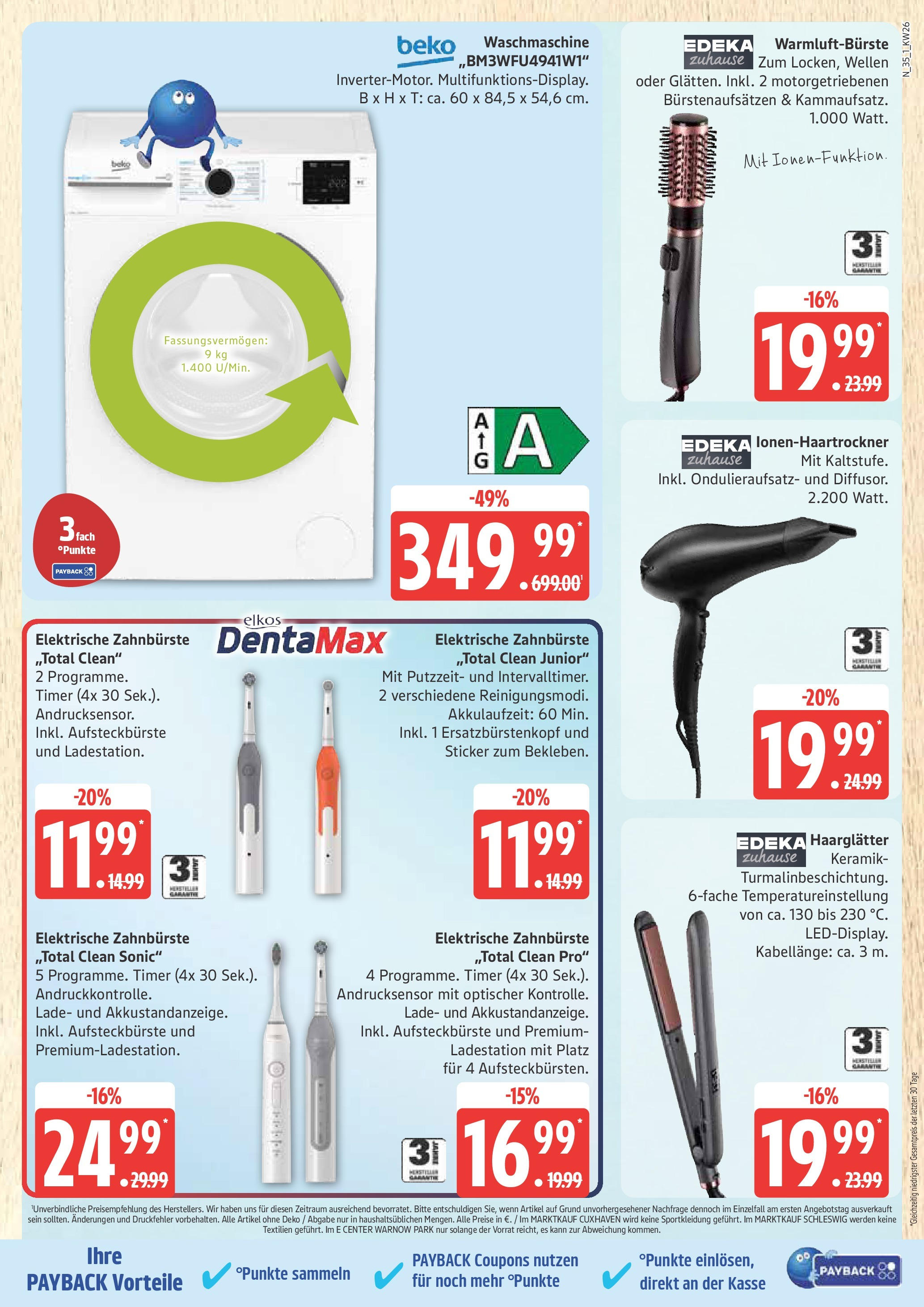Marktkauf - Marktkauf: Wochenangebote (ab 22.06.2025) » Angebote online | Seite: 35 | Produkte: Haarglätter, Elektrische zahnbürste, Waschmaschine, Zahnbürste