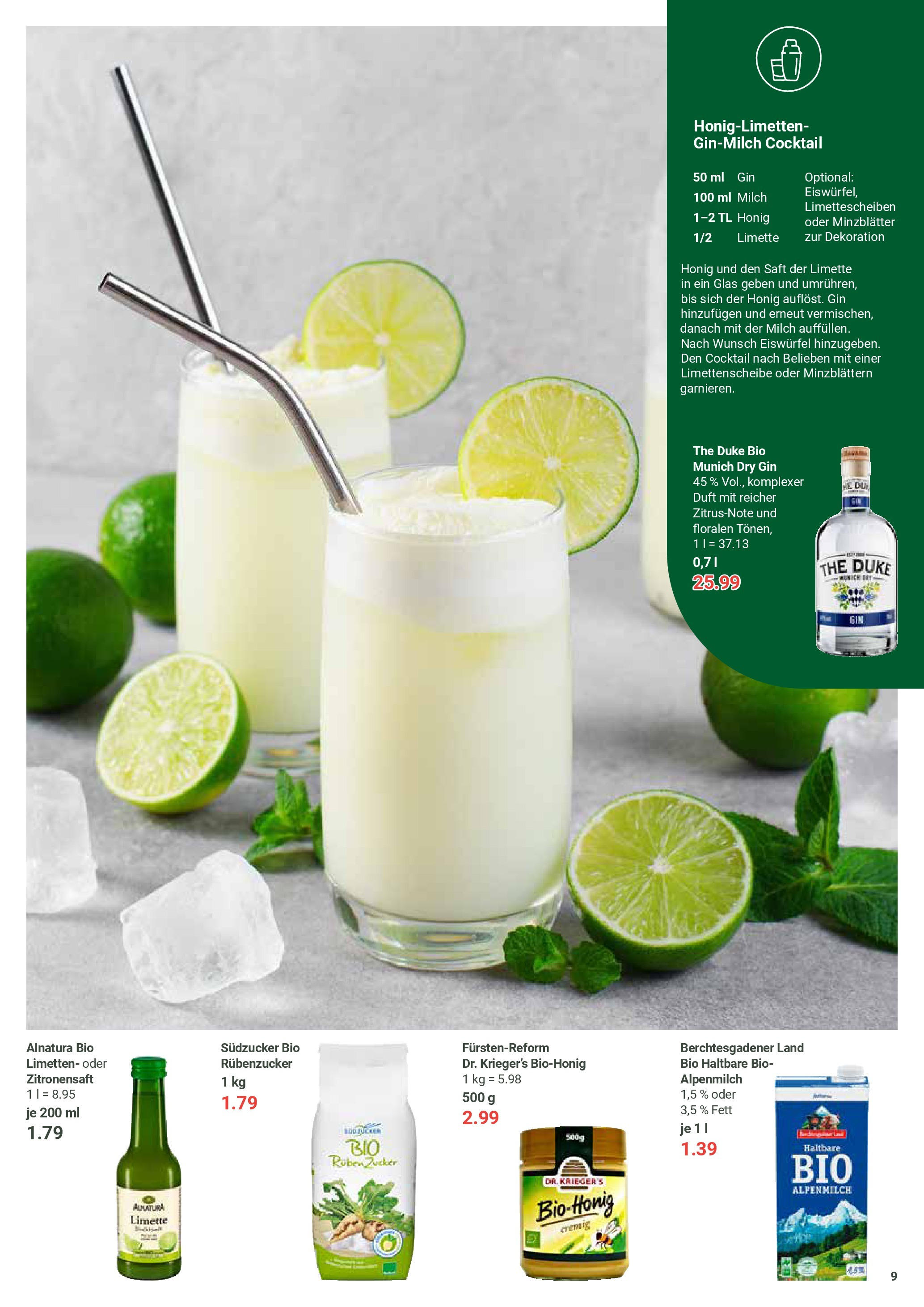 Globus prospekt Zell/mosel	 (ab 22.06.2025) » Angebote online | Seite: 9 | Produkte: Milch, Zucker, Limette, Gin