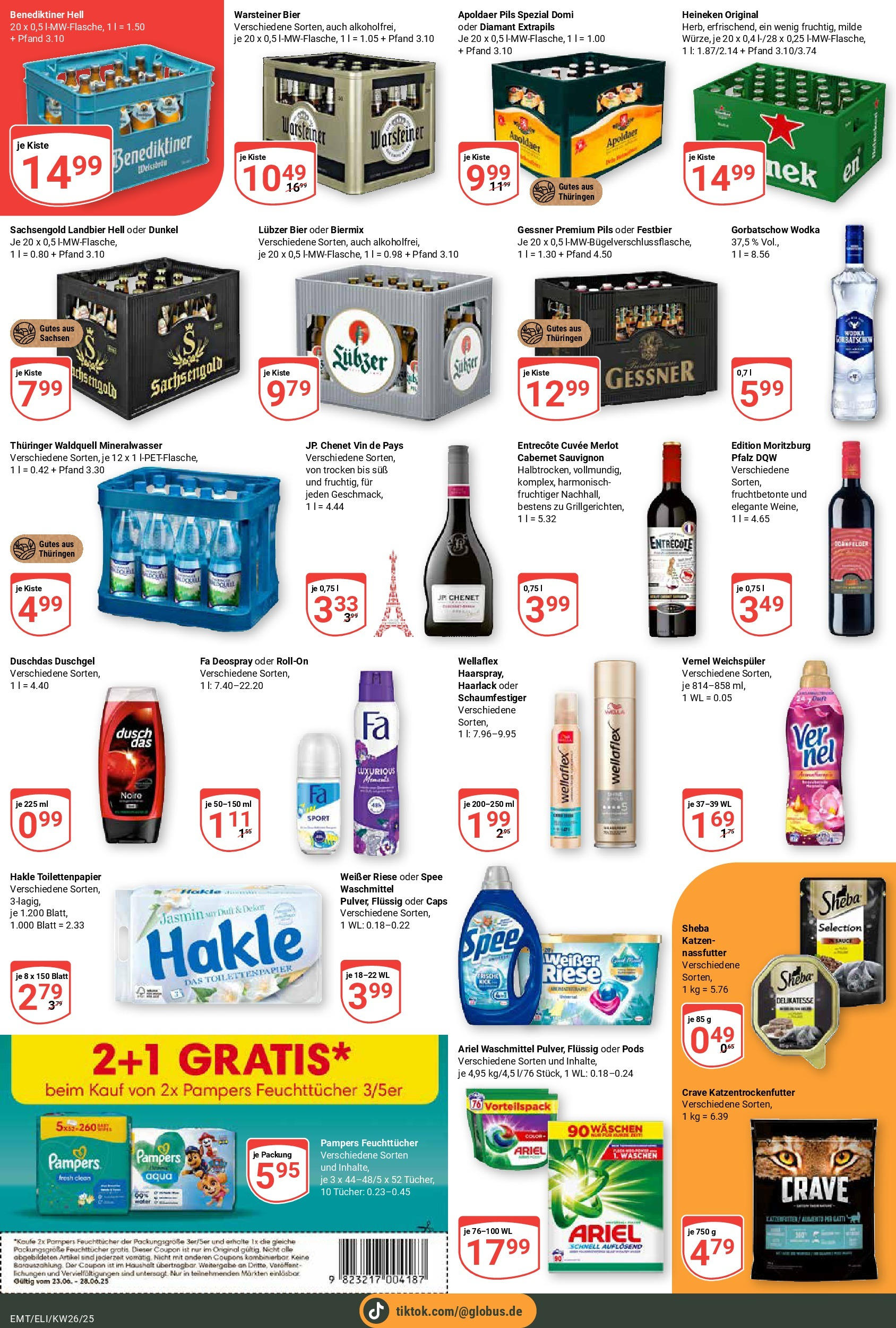 Globus prospekt Mittelhausen	 (ab 22.06.2025) » Angebote online | Seite: 7 | Produkte: Pampers, Waschmittel, Shower Gel, Wodka