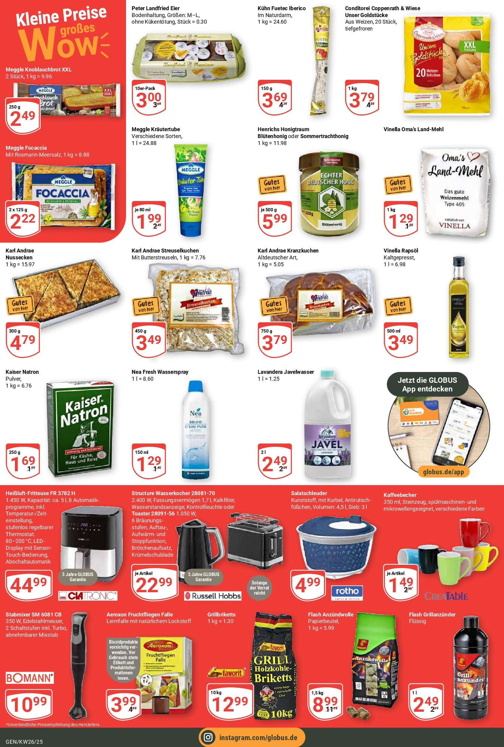 Globus prospekt Gensingen	 (ab 22.06.2025) » Angebote online | Seite: 7 | Produkte: Wasserkocher, Toaster, Eier, Rapsöl