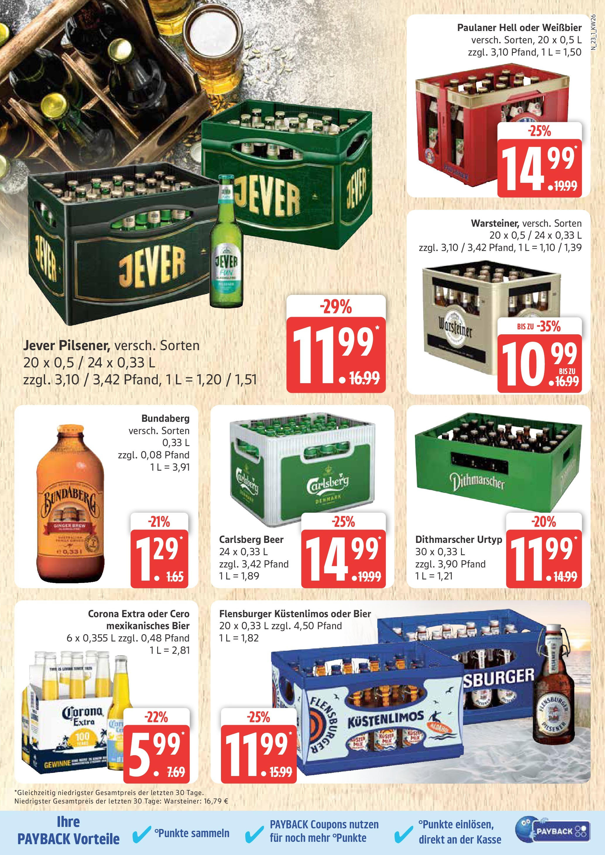 Marktkauf - Marktkauf: Wochenangebote (ab 22.06.2025) » Angebote online | Seite: 23 | Produkte: Carlsberg, Flensburger, Jever, Paulaner