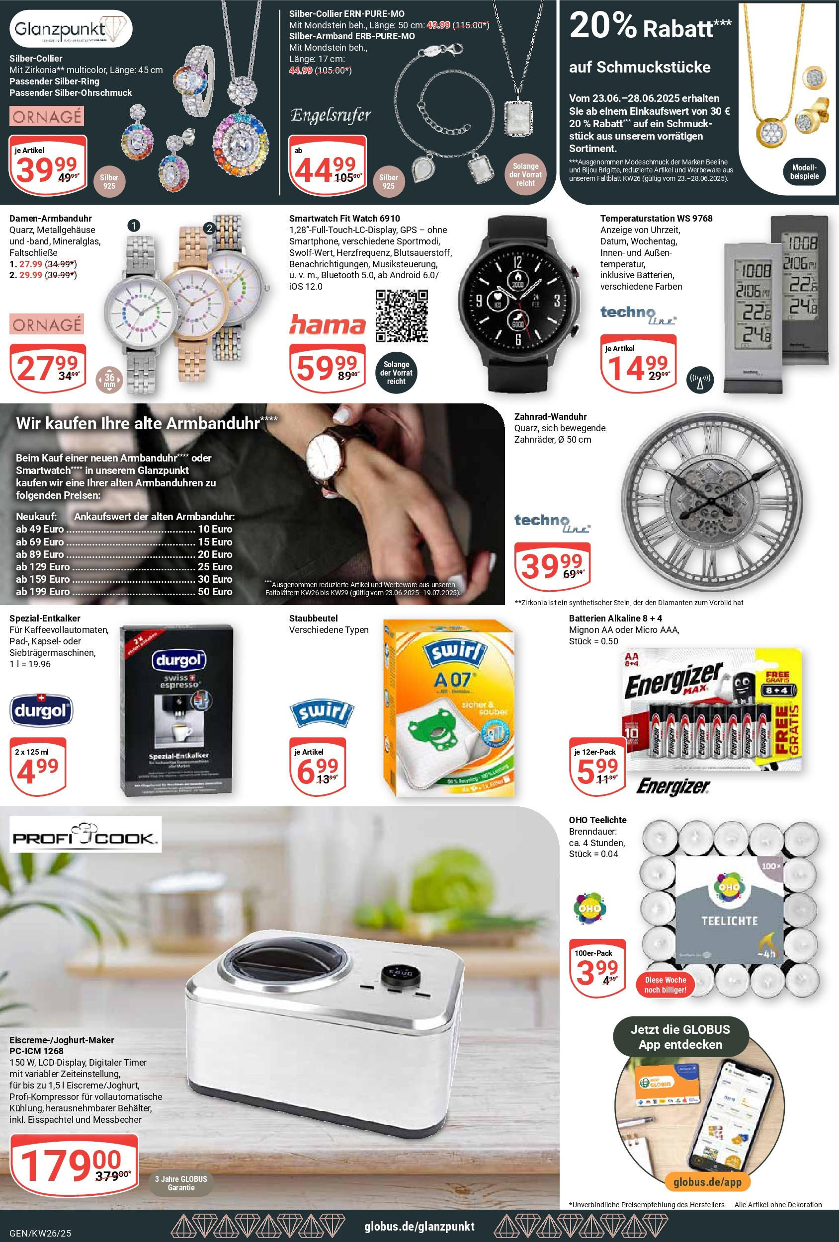 Globus prospekt Gensingen	 (ab 22.06.2025) » Angebote online | Seite: 23 | Produkte: Smartwatch, Batterien