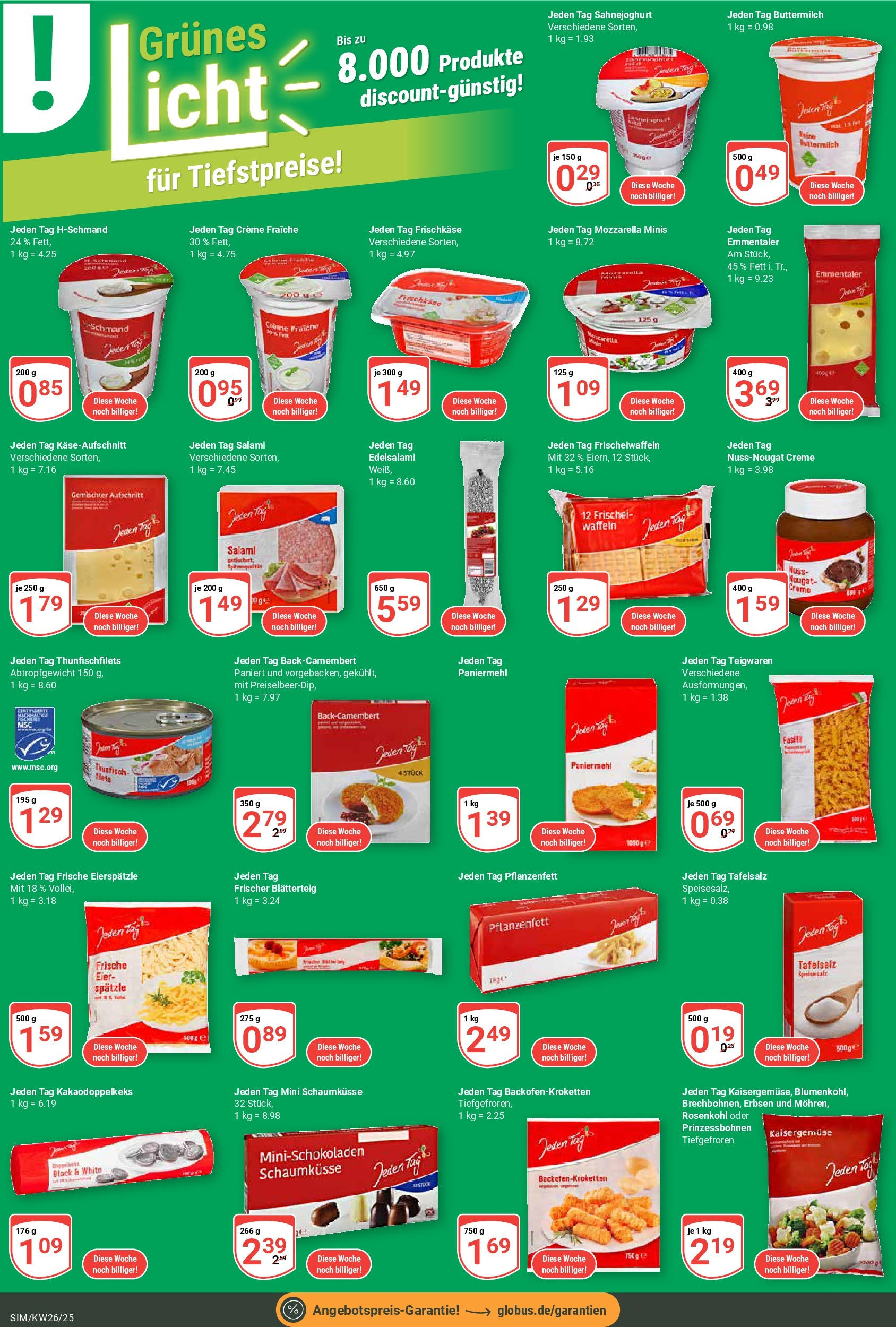 Globus prospekt Simmern	 (ab 22.06.2025) » Angebote online | Seite: 8 | Produkte: Buttermilch, Mozzarella, Erbsen, Frischkase