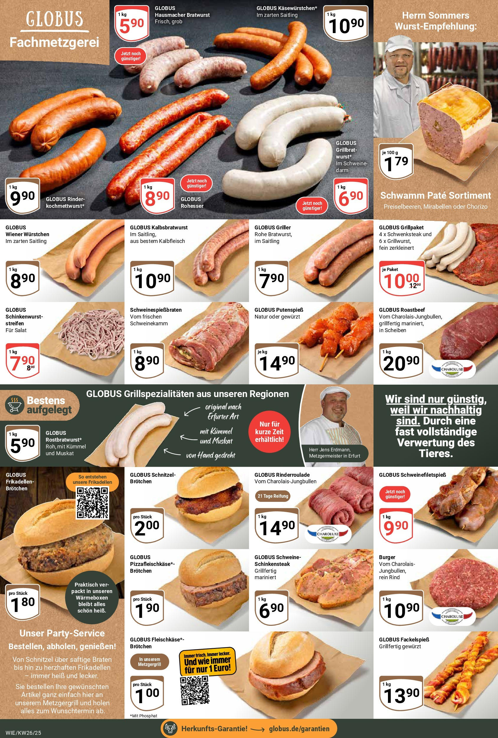 Globus prospekt Waghäusel	 (ab 22.06.2025) » Angebote online | Seite: 8 | Produkte: Wiener wurstchen, Bratwurst, Burger, Steak