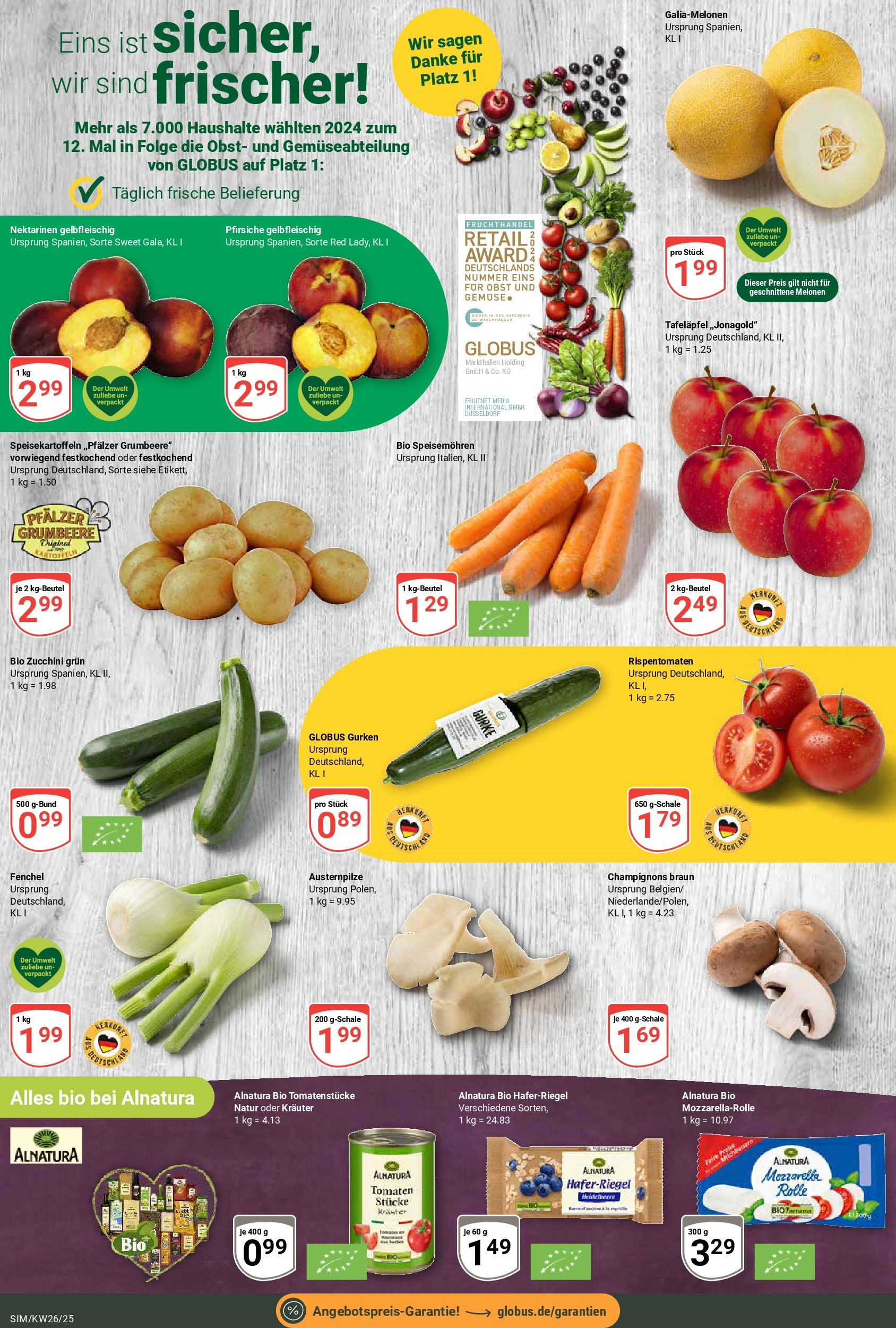 Globus prospekt Simmern	 (ab 22.06.2025) » Angebote online | Seite: 10 | Produkte: Nektarinen, Mozzarella, Champignons, Zucchini