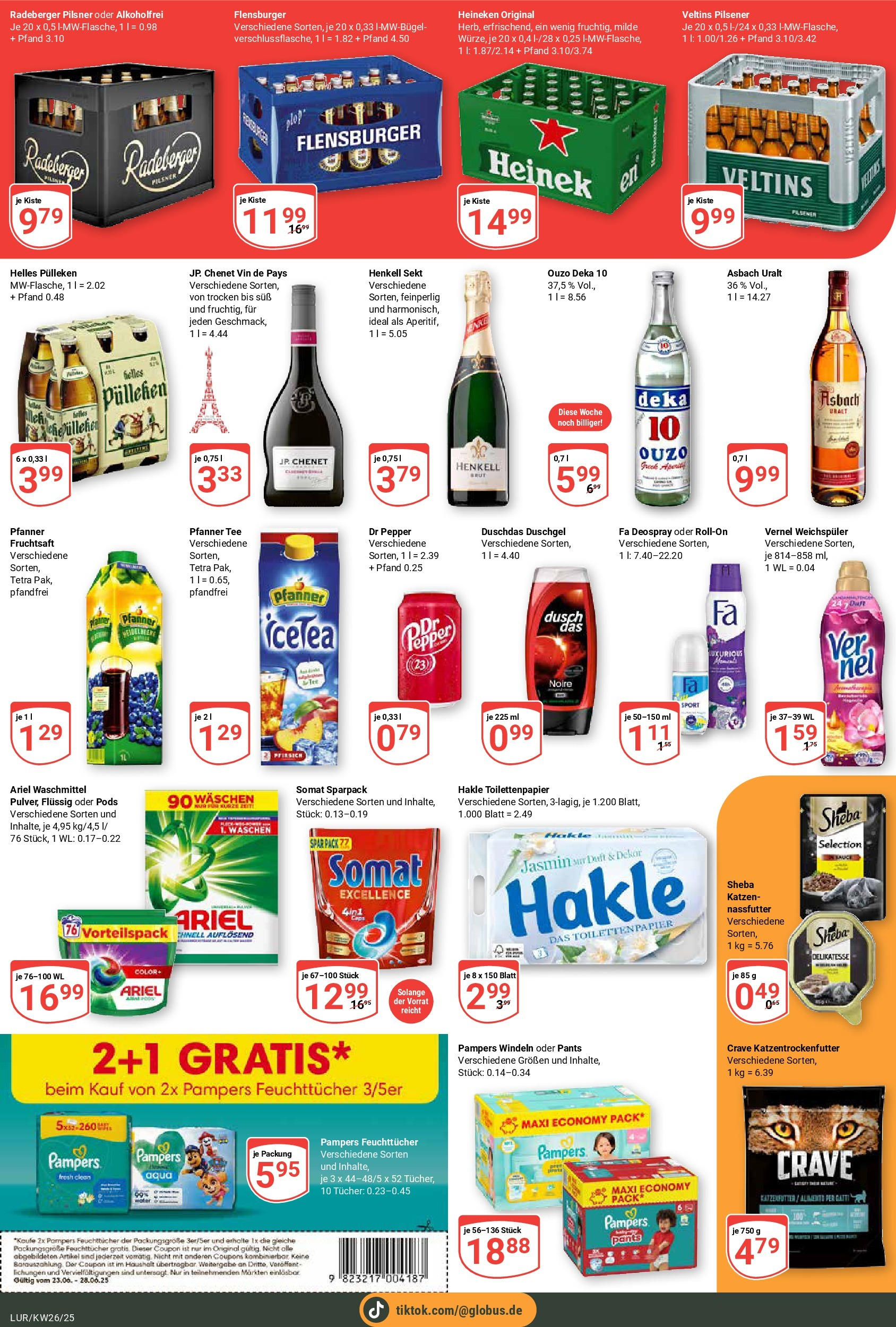 Globus prospekt Hamburg	 (ab 23.06.2025) » Angebote online | Seite: 3 | Produkte: Ariel, Duschdas, Veltins, Vernel