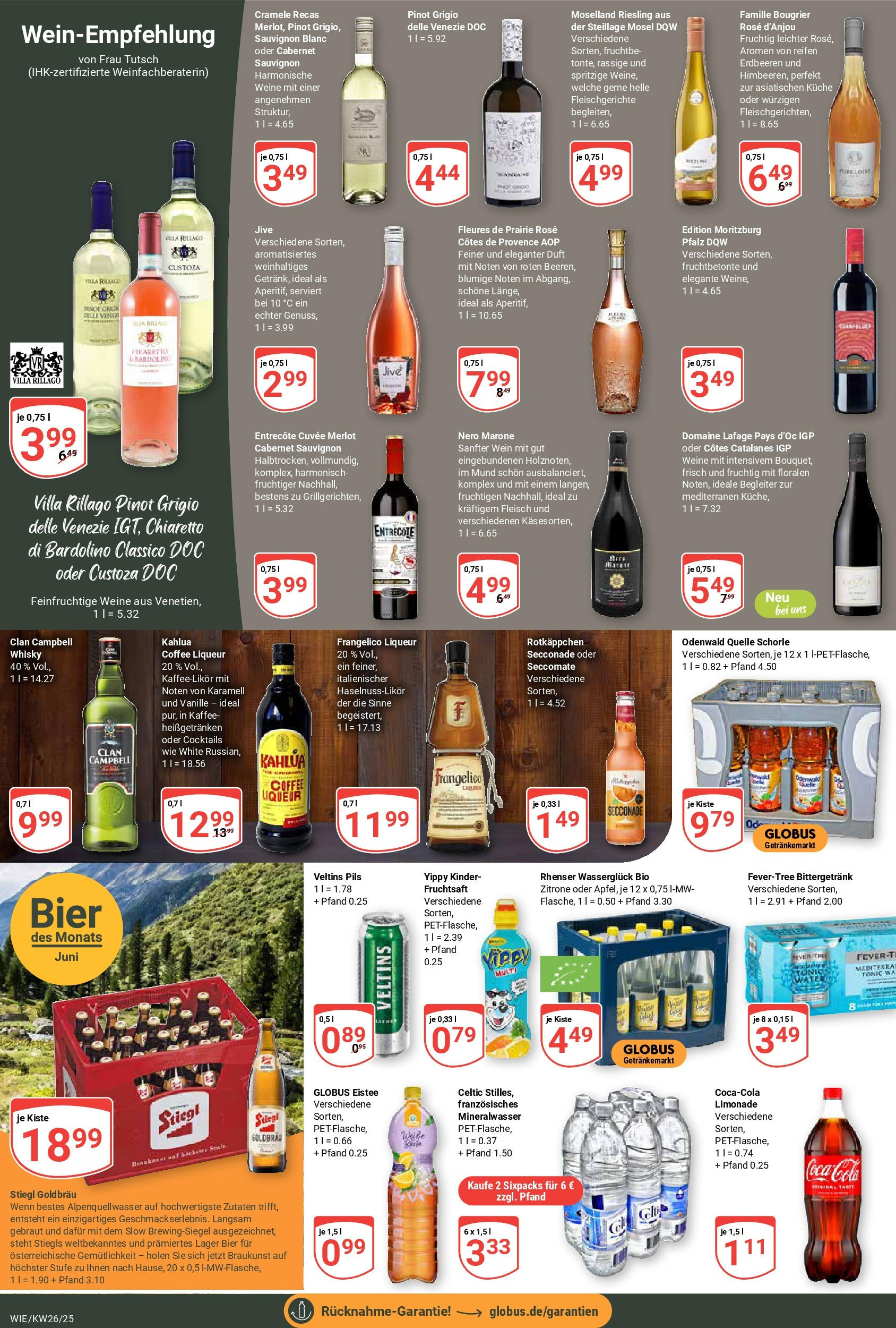Globus prospekt Waghäusel	 (ab 22.06.2025) » Angebote online | Seite: 13 | Produkte: Küche, Zitrone, Wein, Fruchtsaft