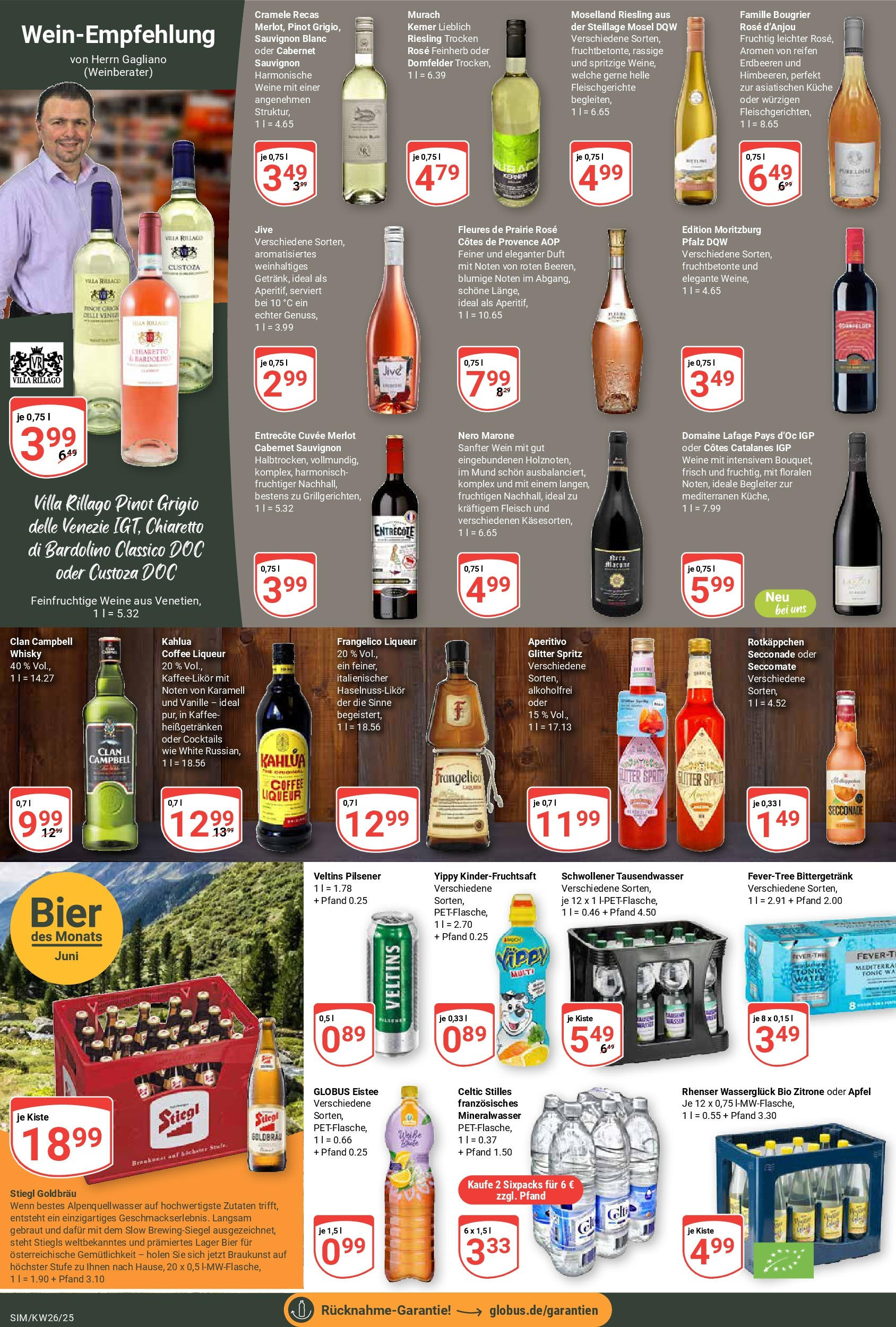 Globus prospekt Simmern	 (ab 22.06.2025) » Angebote online | Seite: 17 | Produkte: Bier, Entrecote, Zitrone, Wein