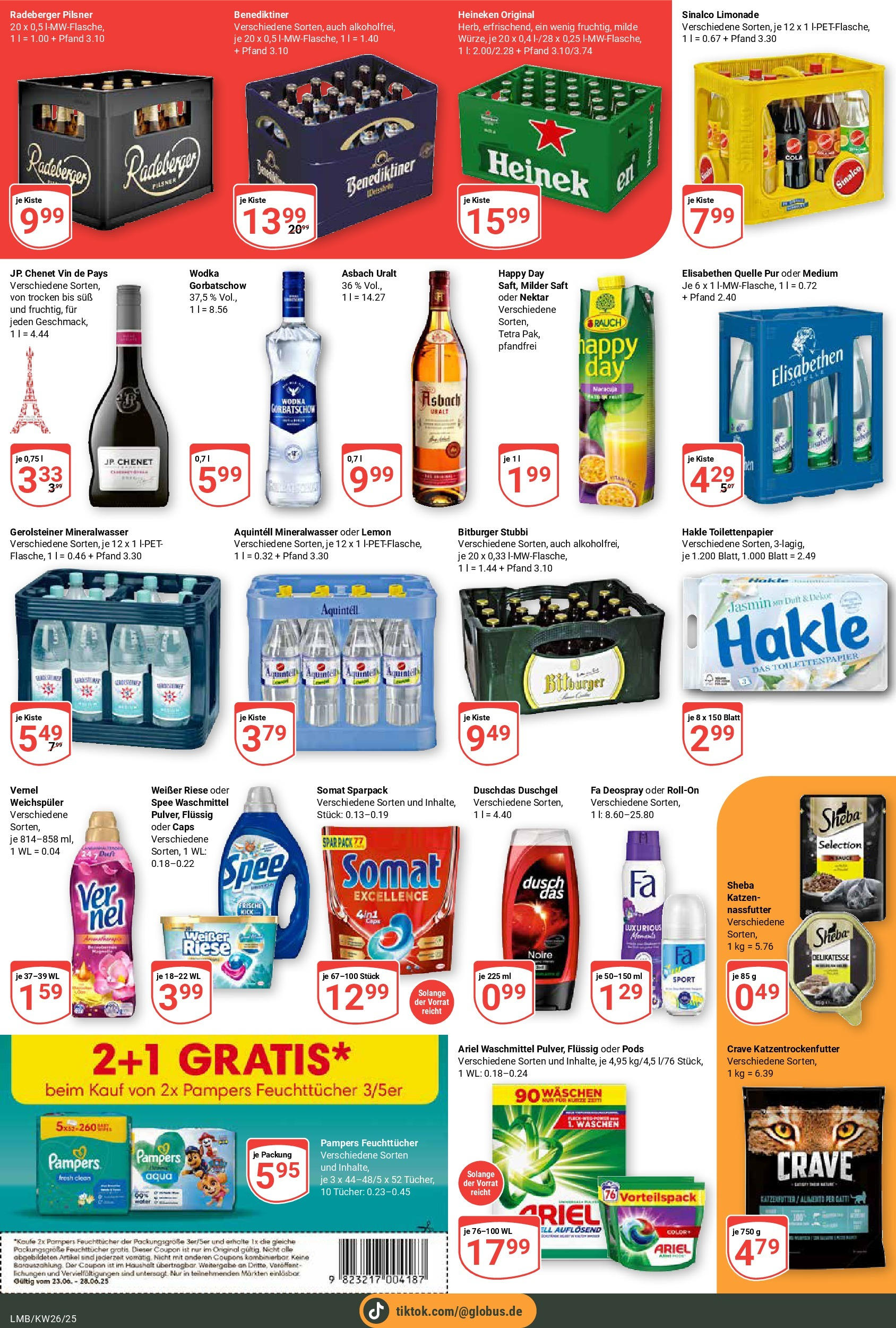 Globus prospekt Limburg	 (ab 22.06.2025) » Angebote online | Seite: 7 | Produkte: Pampers, Spee, Shower Gel, Asbach